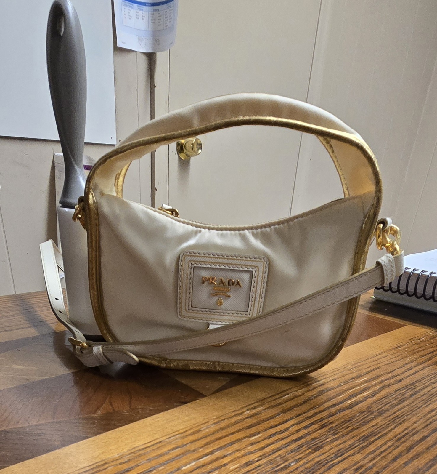 PRADA Mini Oro Tessuto Nylon Gold Y2K Crossbody Bag – Used but Good condition