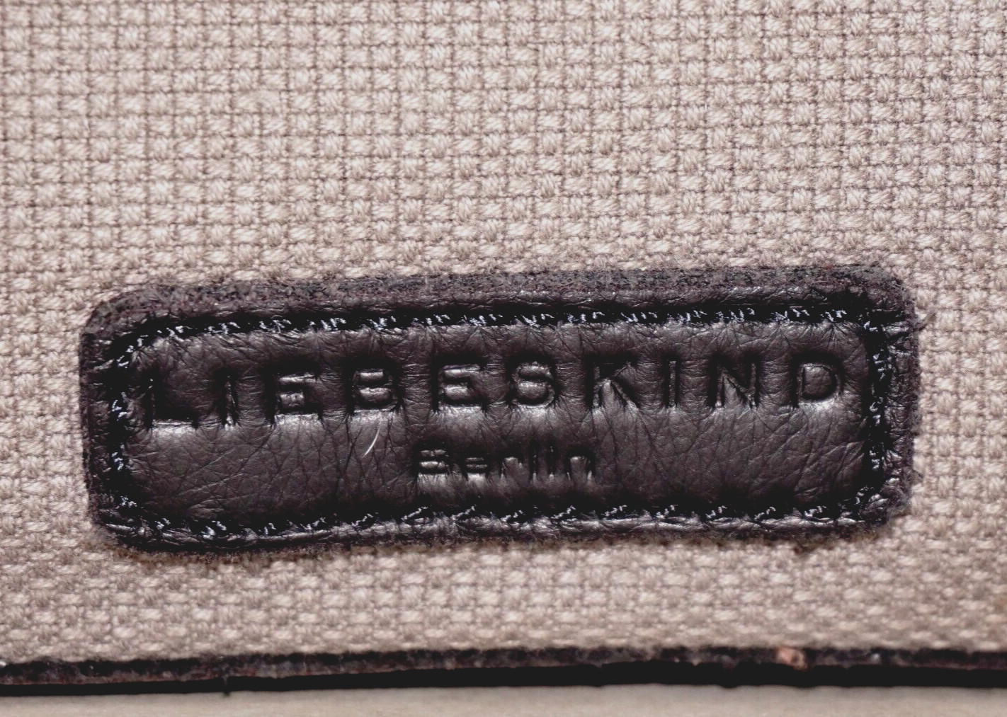 LIEBESKIND BERLIN Taupe-Gray Canvas Textile & Black Leather Handbag / Crossbody