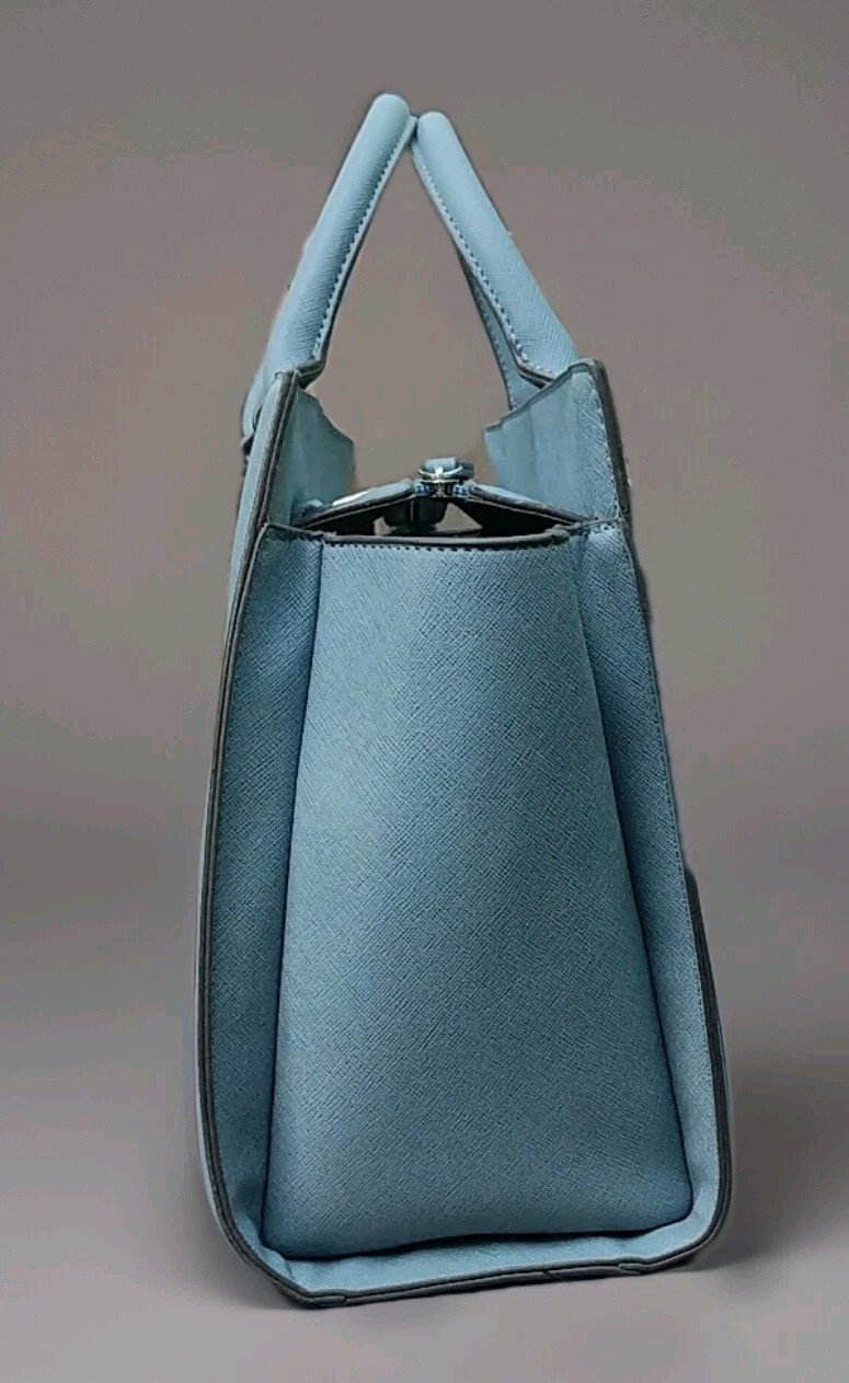 NWOT JustFab Light Blue Satchel Crossbody Tote Chain Handle Polyvinyl Chloride