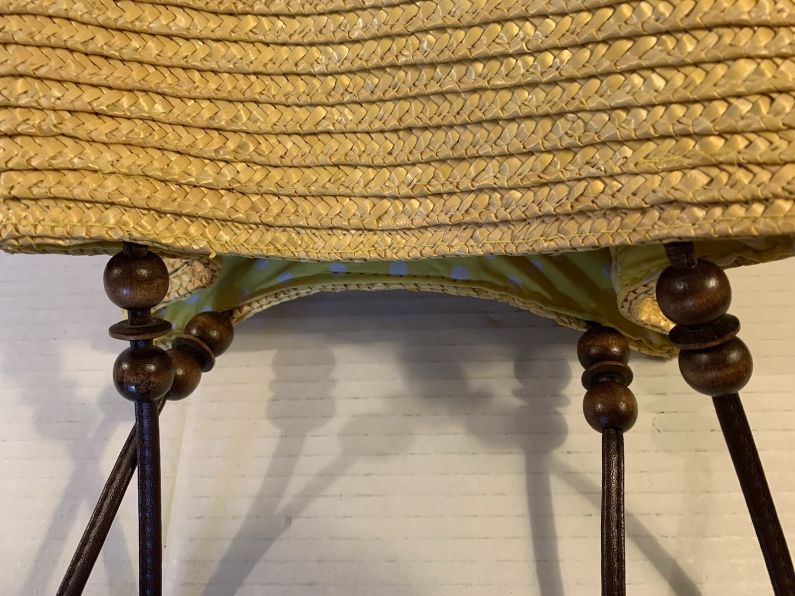 Beautiful Sonoma Straw Handbag with United Colors of Benetton Umbrella — Yellow