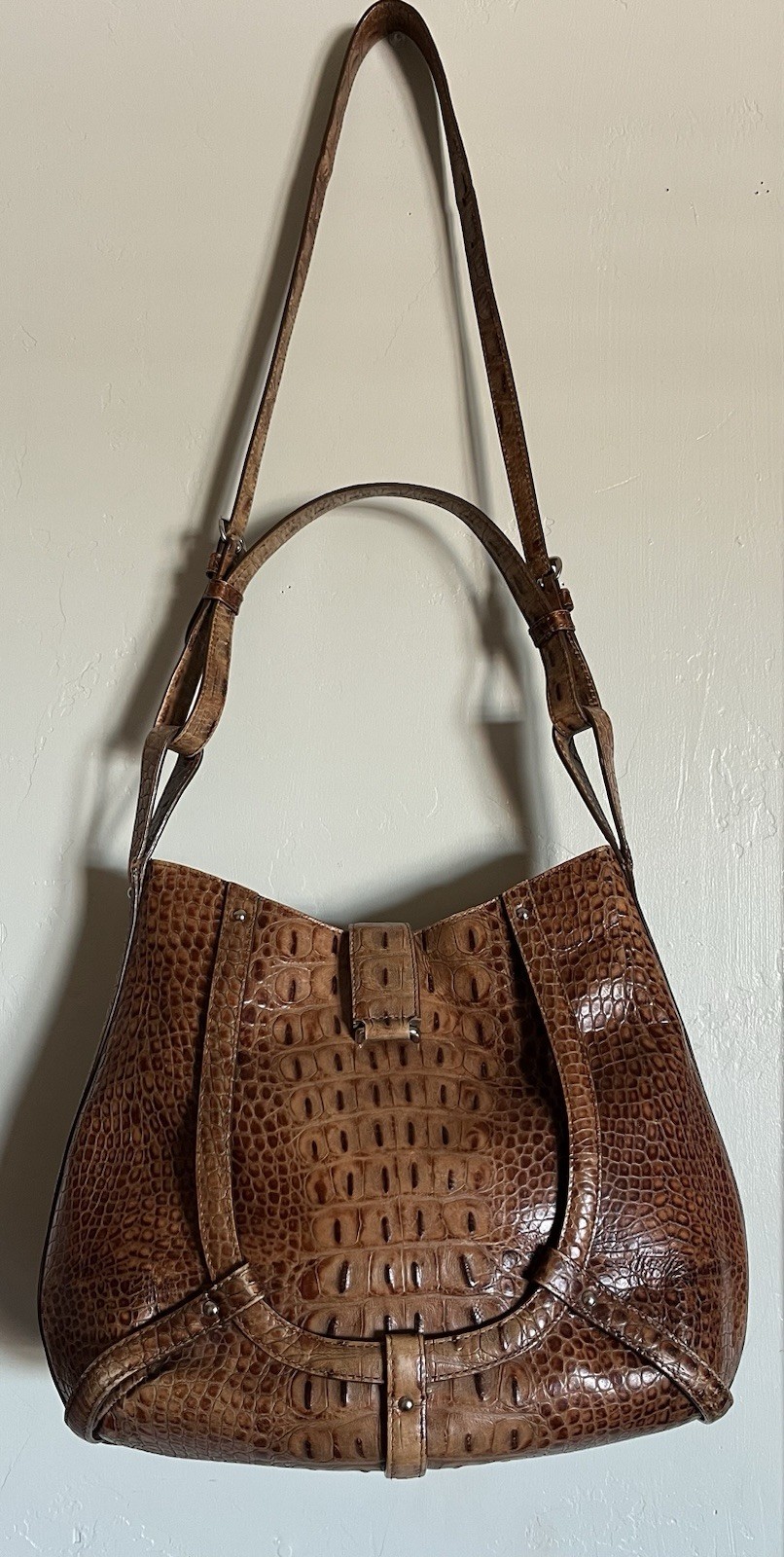 Vintage DKNY Brown Leather Crossbody Bag Y2K Shoulder Purse Pocketbook