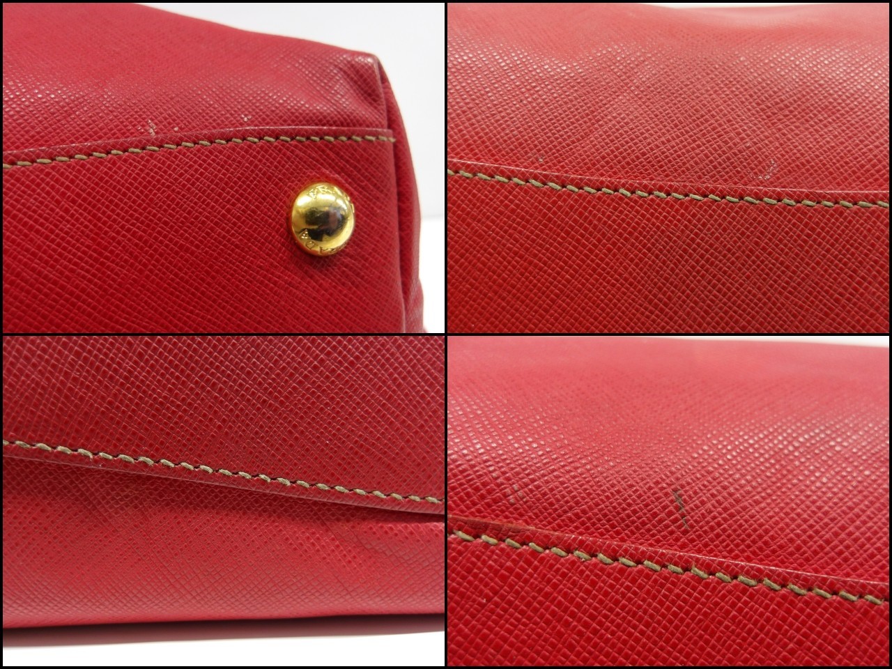 Auth MH87 Prada Saffiano Metal Tote Bag Gold Hardware from Japan