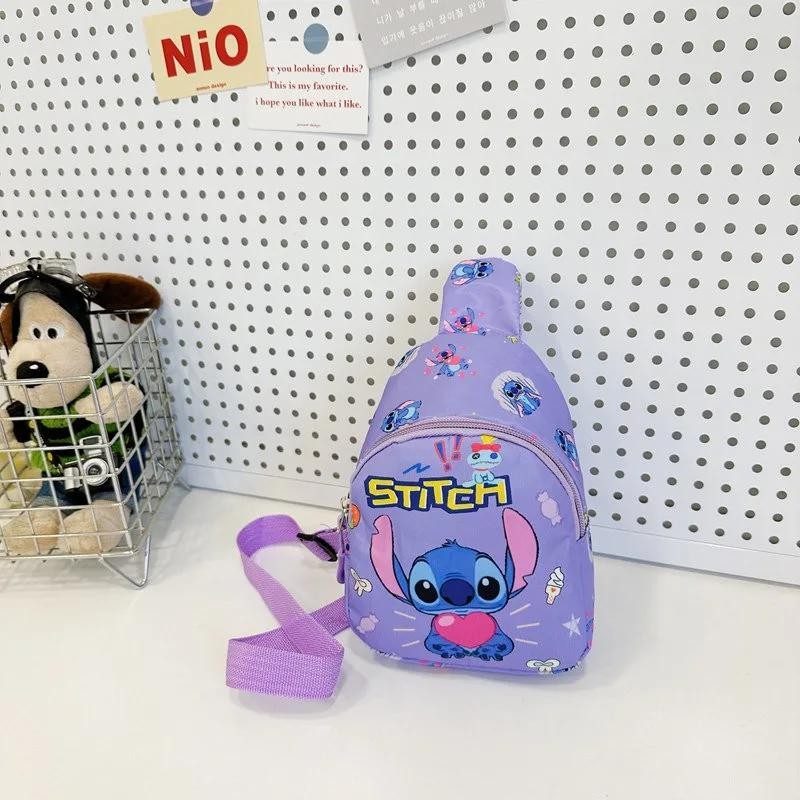 Stitch & Angel Sling Chest Bag, Cartoon Anime Crossbody Bag, Fashionable Casual