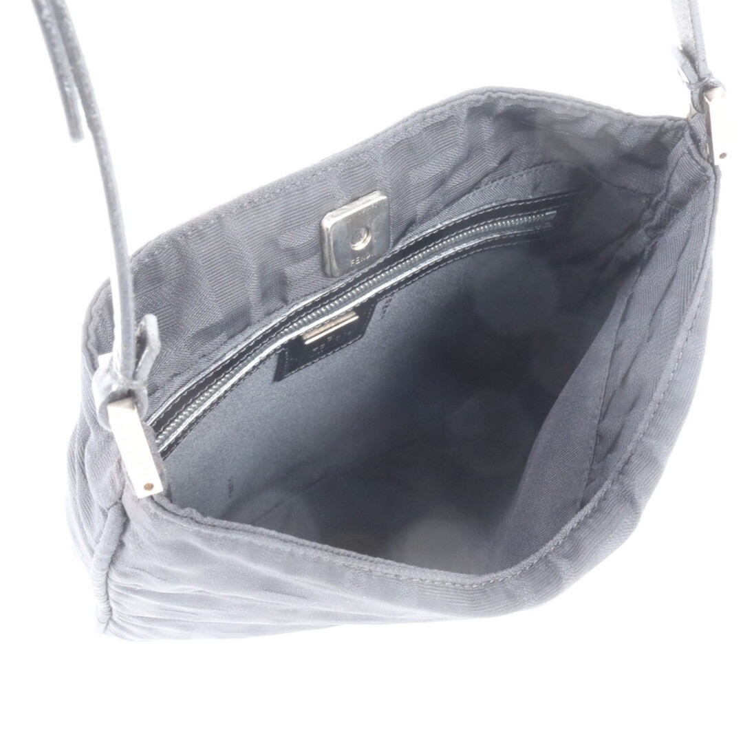 Fendi Zucca MM Shoulder Bag Leather Black EI33-8 FF Logo Mamma