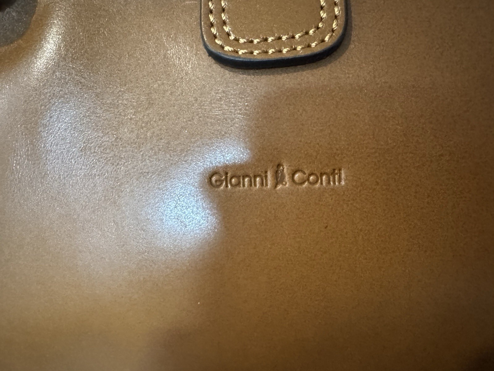 Gianni Conti Genuine Italian Leather Brown Retro Kiss Lock Satchel Top Handle