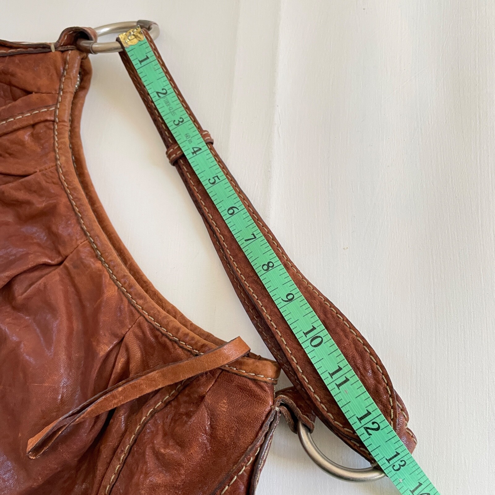 Y2K RUEHL Shoulder Handbag Leather Tote Large Brown Soft Bag Half Moon Hobo Boho
