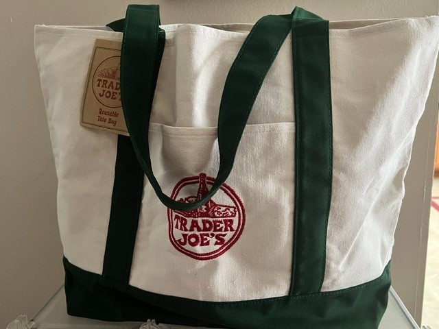 Trader Joe’s Large Tote Bag – Green and White