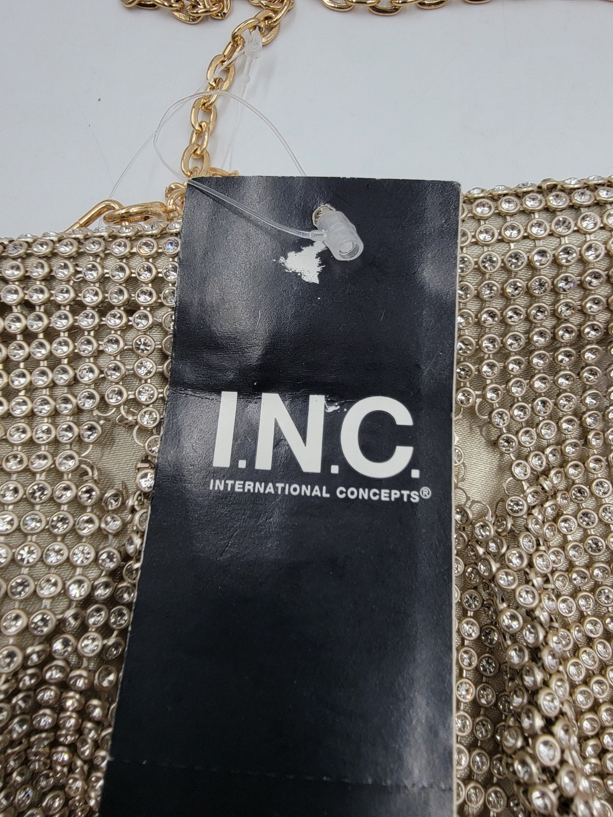 INC International Concepts Pleated Clutch Women’s Champagne Frame Closure~