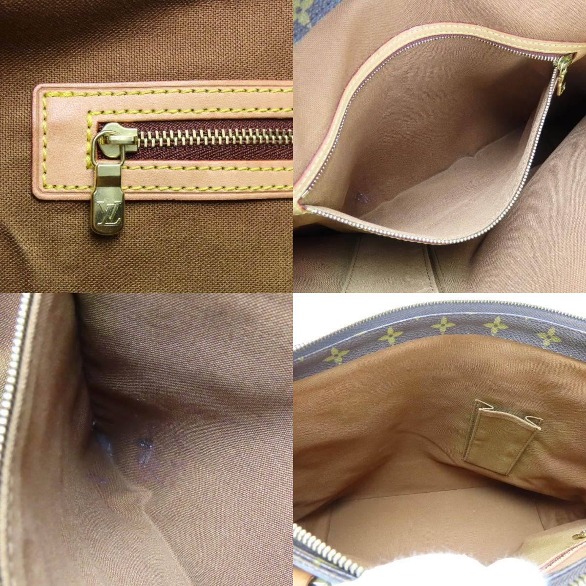 USED LOUIS VUITTON Tote Bag Cabas Mezzo M51151 Monogram/Nume leather Brown P…