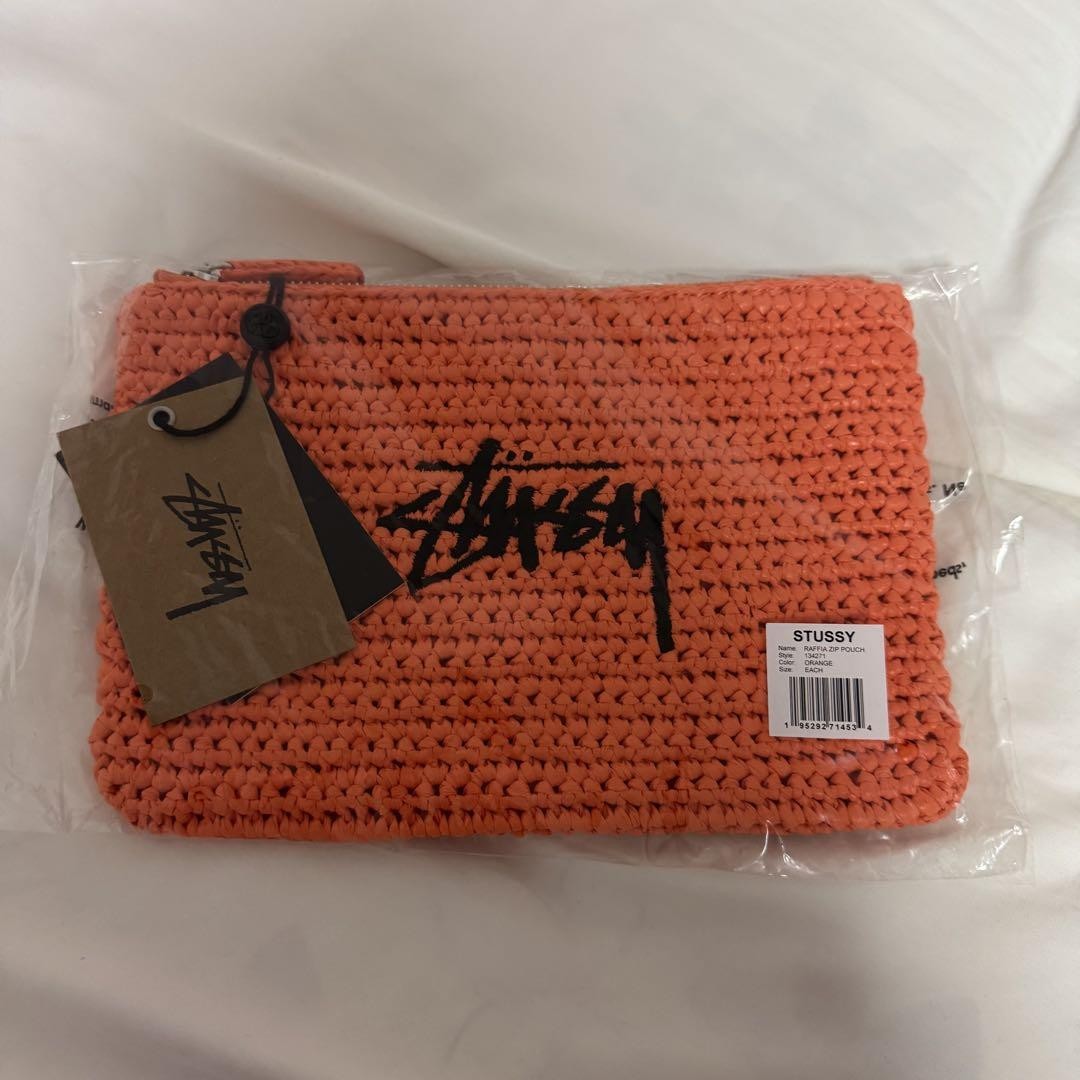 Stussy Raffia Woven Zip Pouch 25SS Beachy Minimalism Compact Streetwear Bag