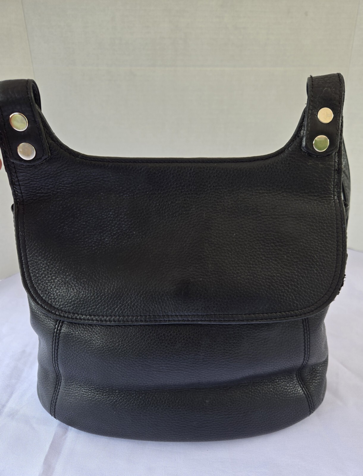 Rolfs Black Genuine Pebbled Purse Handbag Single Shoulder Strap pre-owned
