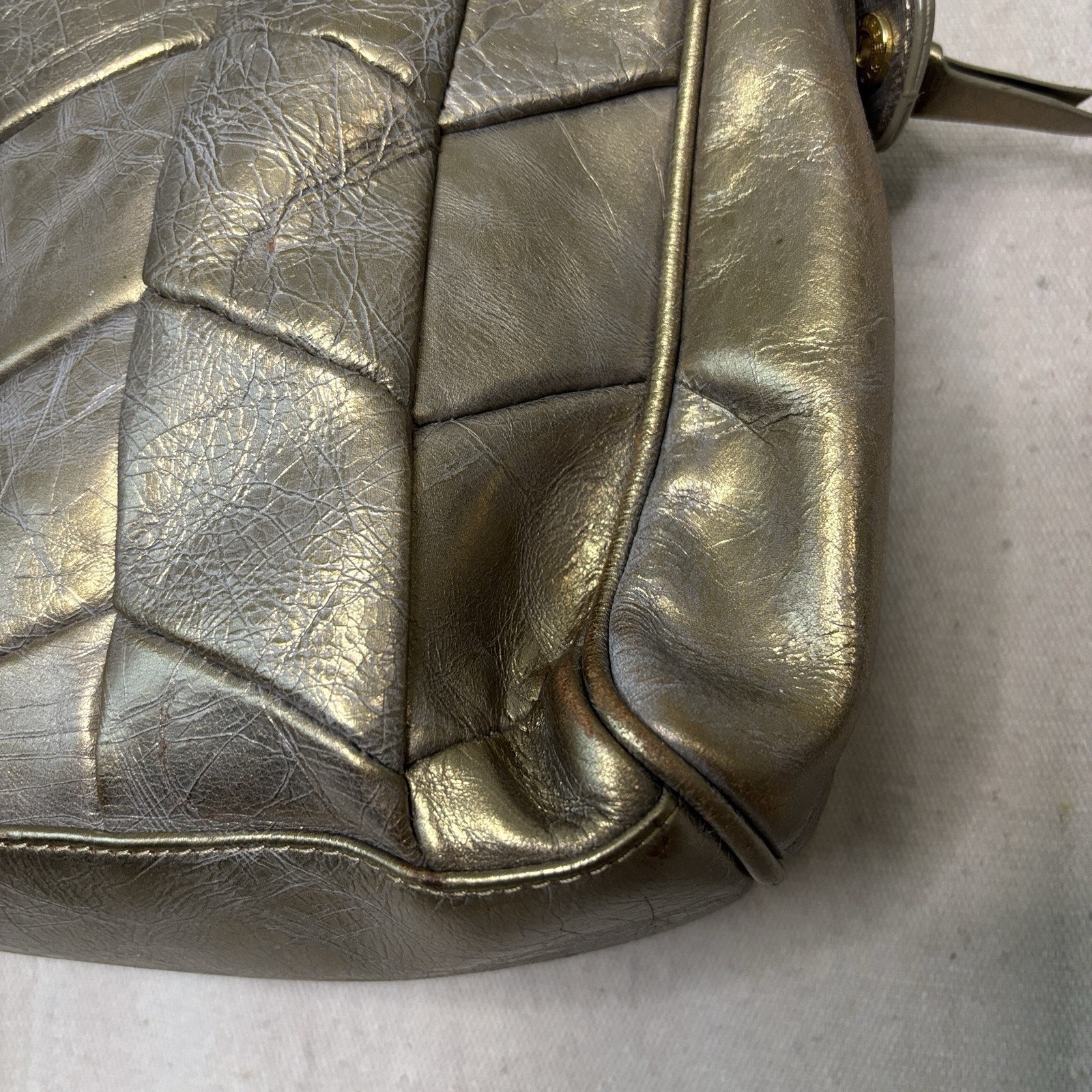 Charles David Leather Quilted Handbag Gold Braided Straps Old Money Quiet Luxury