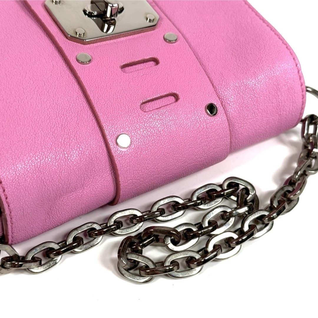 Versace Mini Shoulder Bag Medusa Pink Leather Size: W: 6.3 × H:4.7 in.