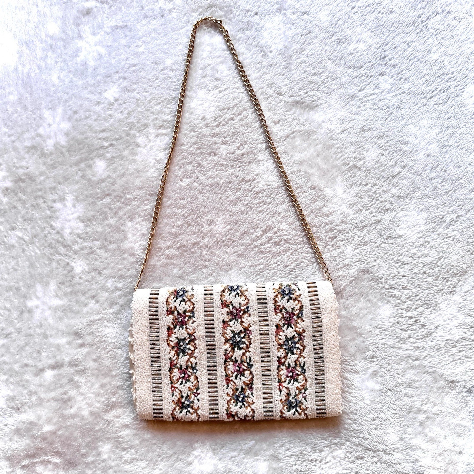 Beaded Purse Tapestry Hand Beaded Hong Kong Evening Bag Vintage