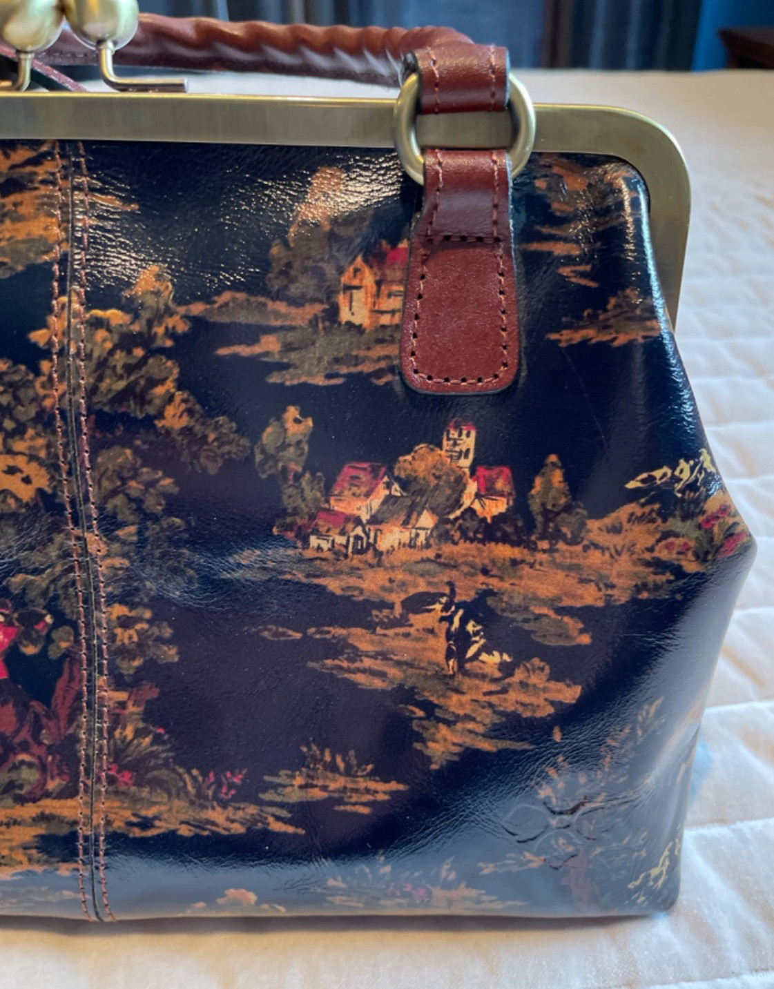 Patricia Nash Kiss Lock Large Frame Cross Body Satchel Purse Kent Countryside EU