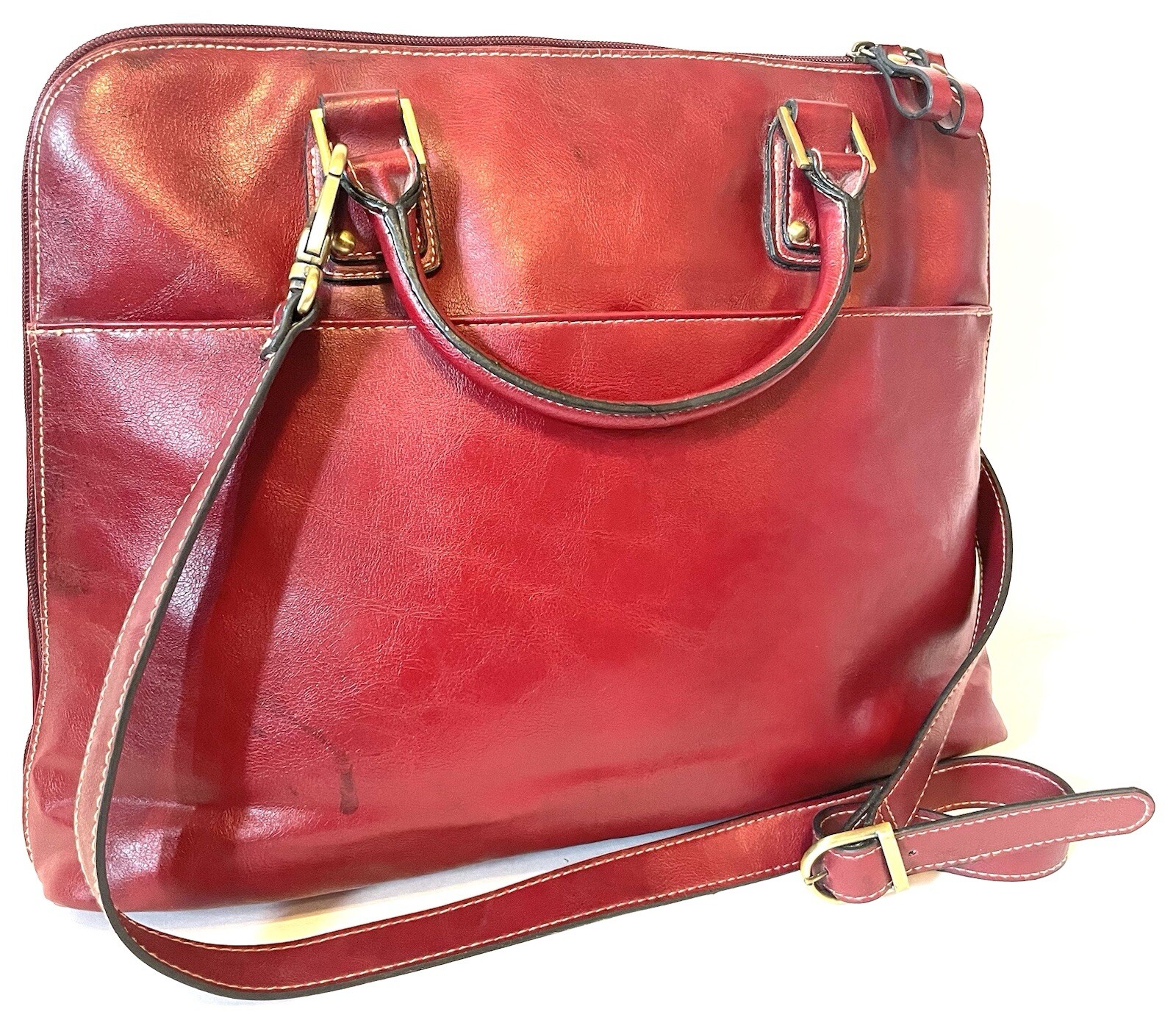 Worthington Vintage Cordovan Satchel/Shoulder Bag Handles/Crossbody Strap