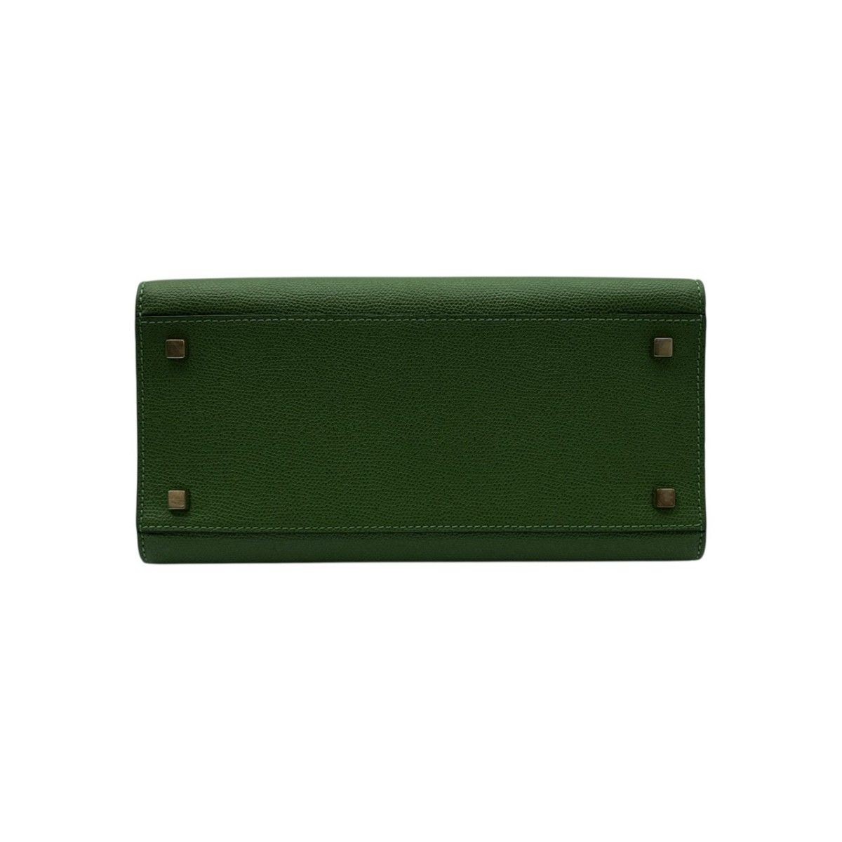 VALEXTRA Bag: Iside Medium Green W26H19D13cm w/strap dust bag;