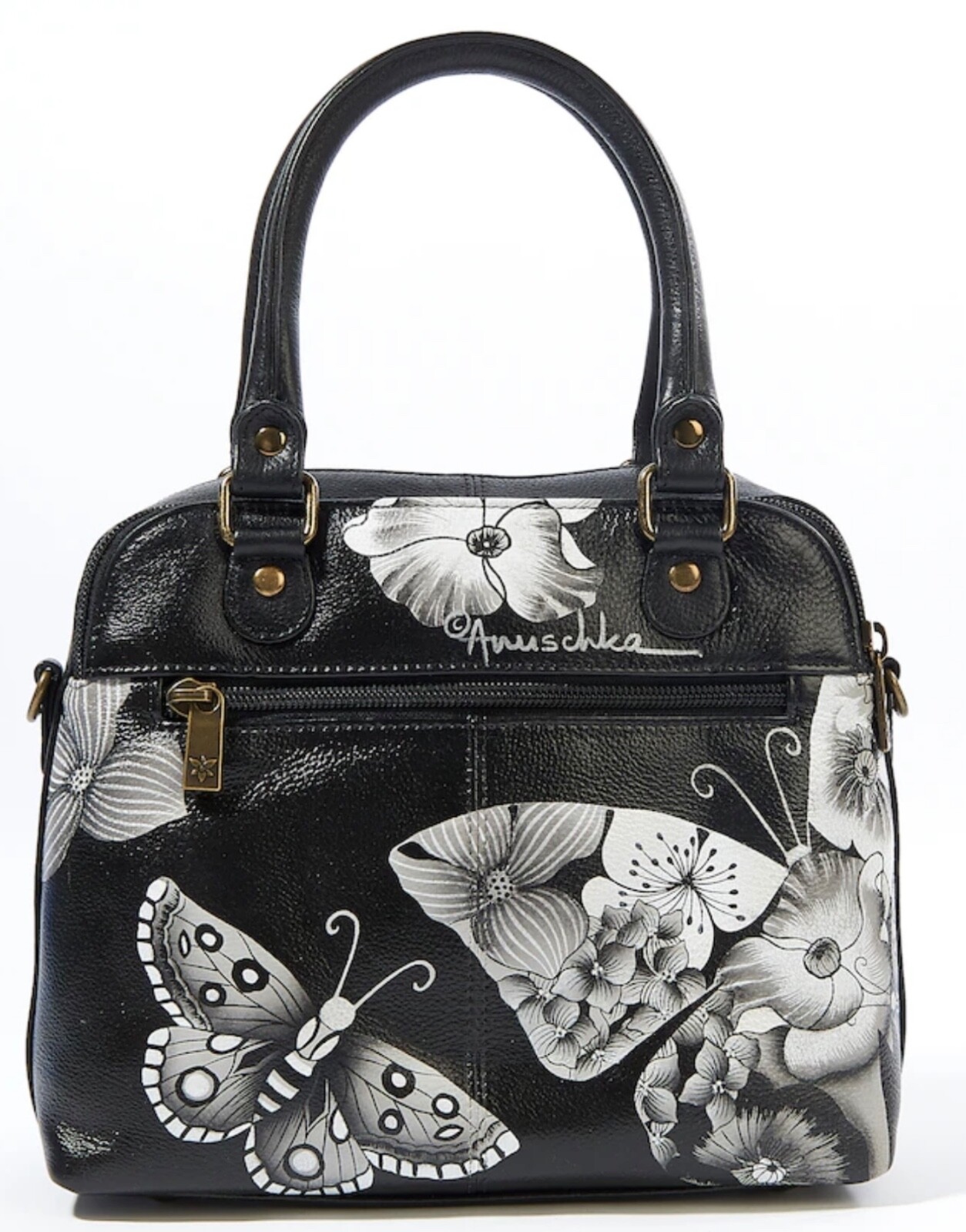ANUSCHKA NWT🦋RFID Convertible Organizer Satchel/Crossbody-Butterfly Mosaic 7465