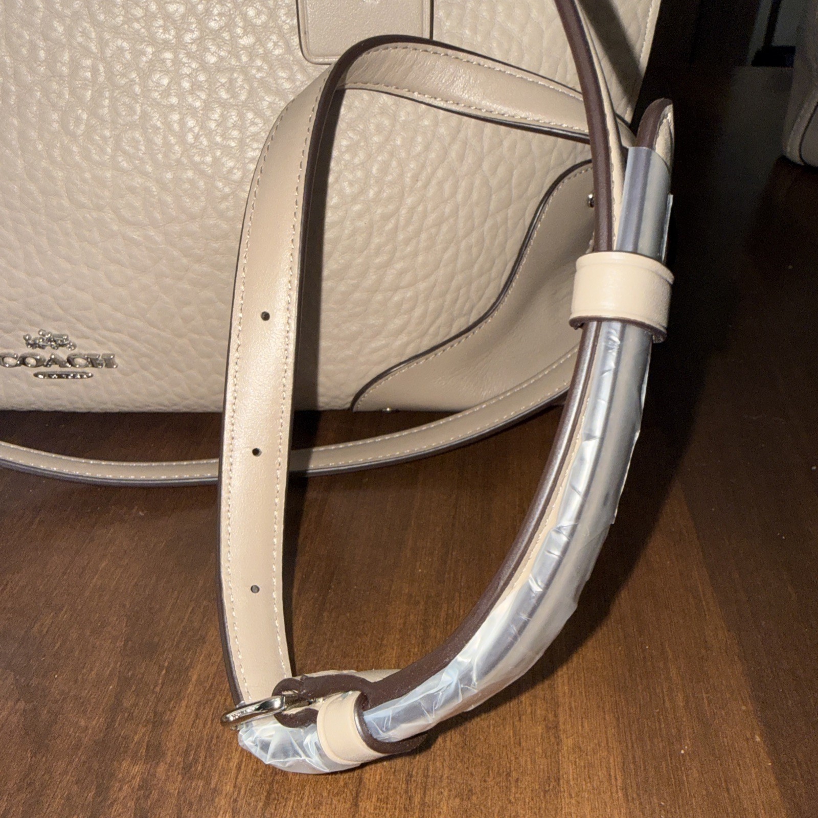 Coach F37575 Mercer 30 In Stone Soft Grain Leather Convertible Satchel