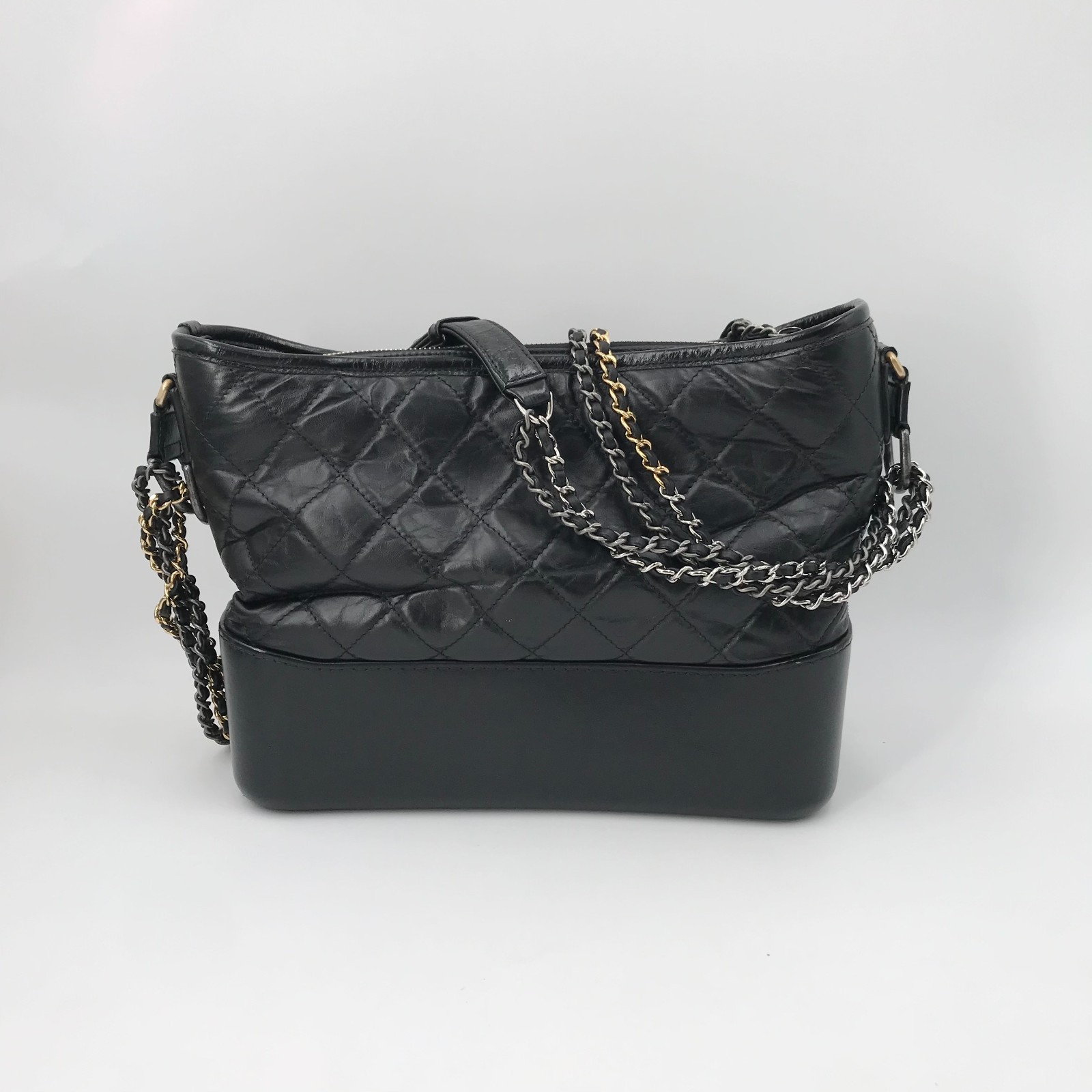 Chanel Hobo Bag Black Gold Medium 24 Series 28x23x10cm