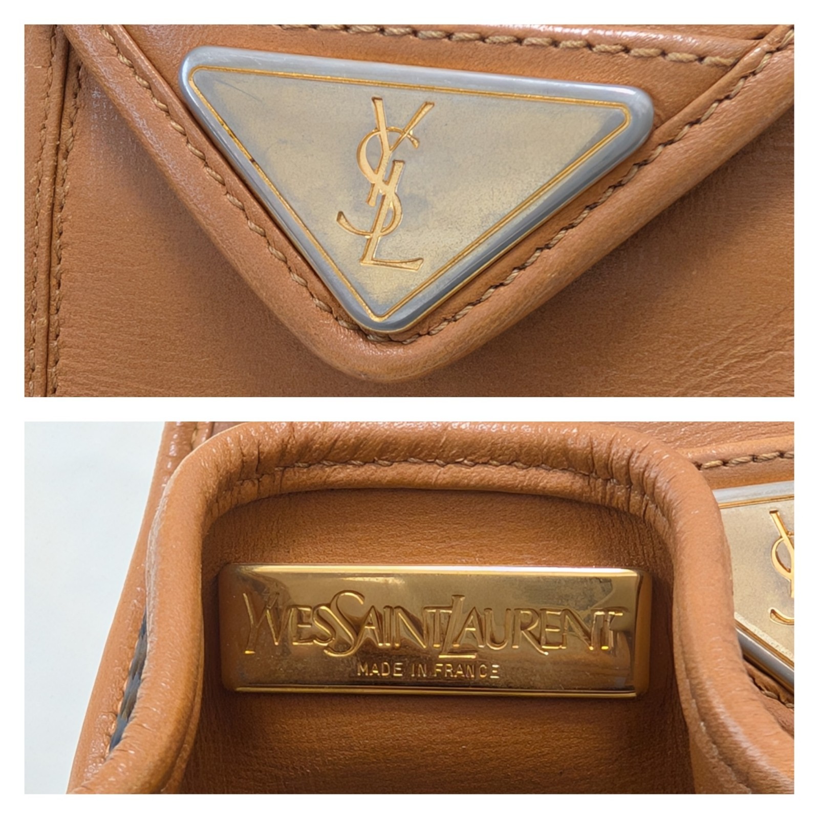 Yves Saint Laurent Shoulder Bag Drawstring PVC YSL Vintage