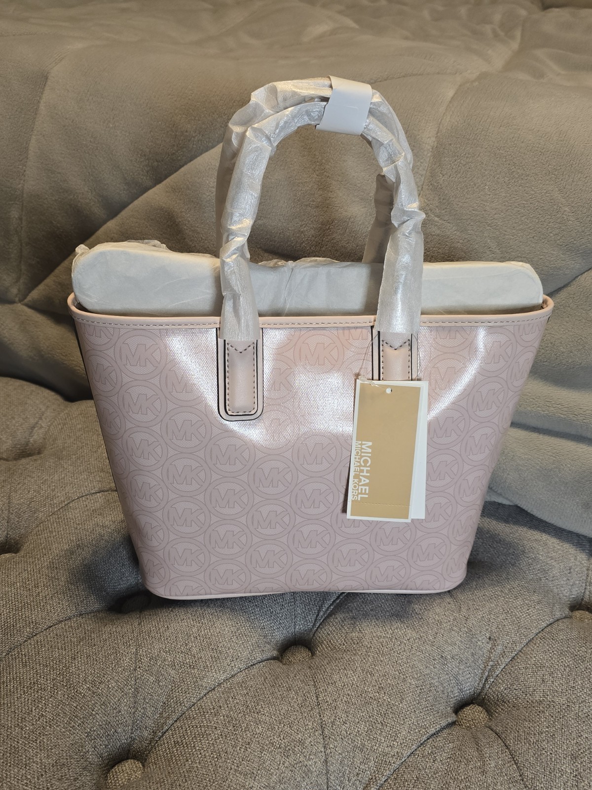 Michael Kors Jodie Small Logo Jacquard Blush(Pink) Tote Bag 35H1T2JT1C NWT NEW!!