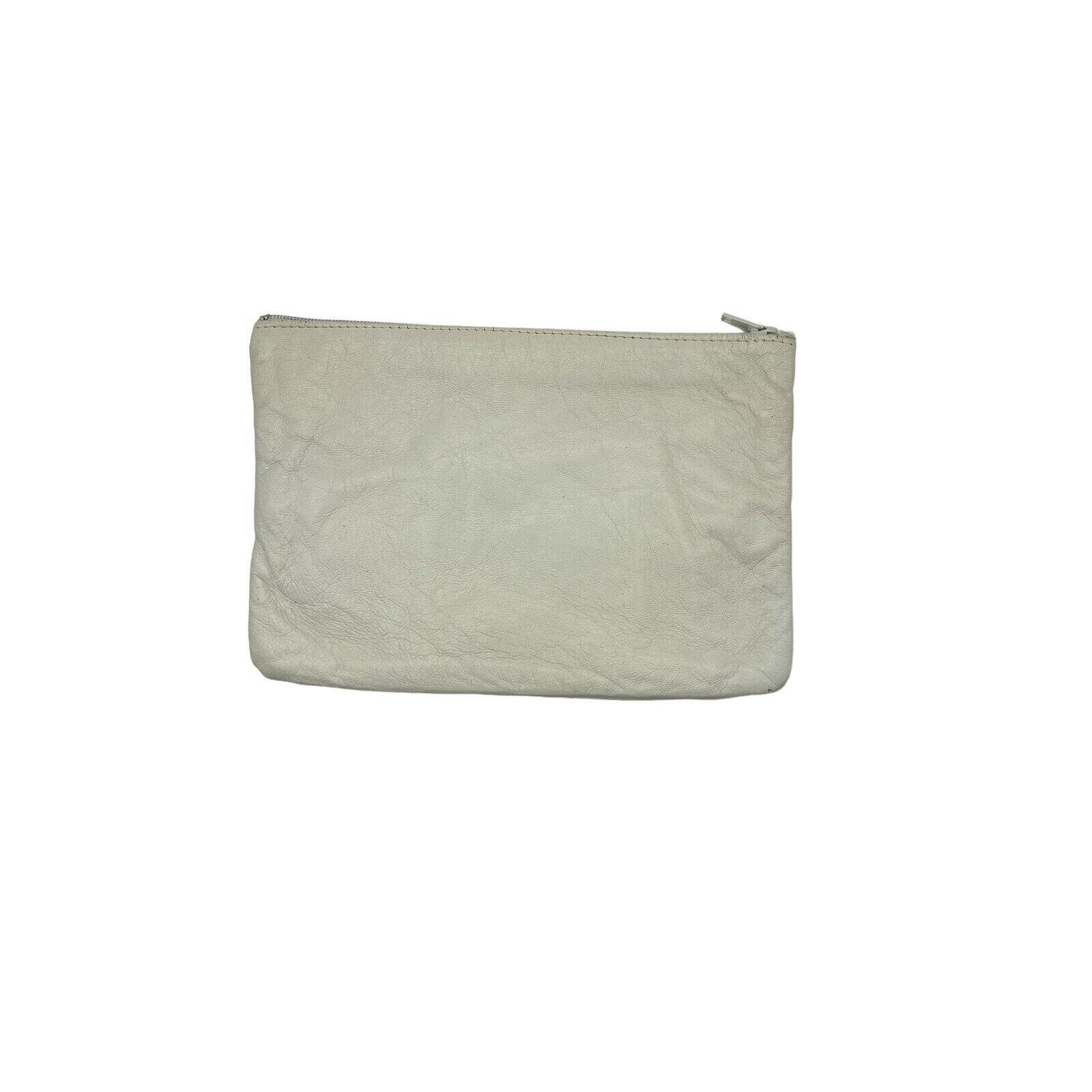 Vintage Imported Italian Leather Clutch Purse, Beige