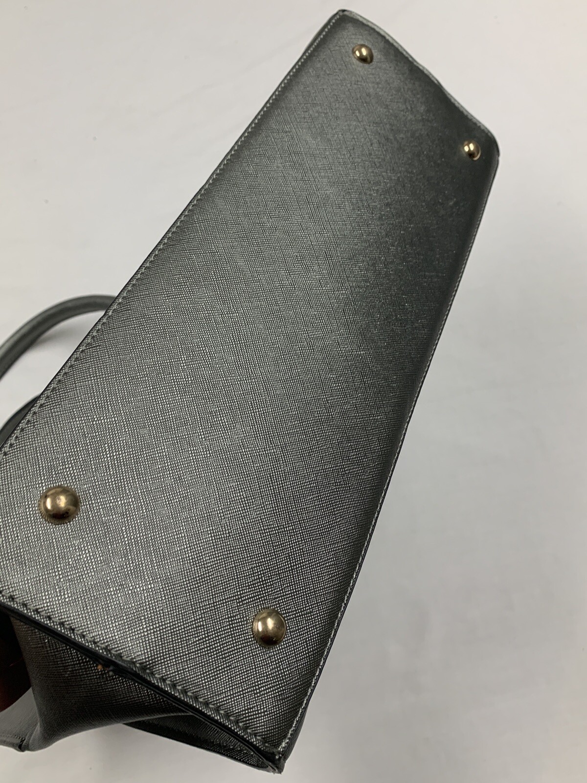 Dasein Large Steel Gray Metallic Handbag Satchel Laptop Bag Purse 13 3/4”