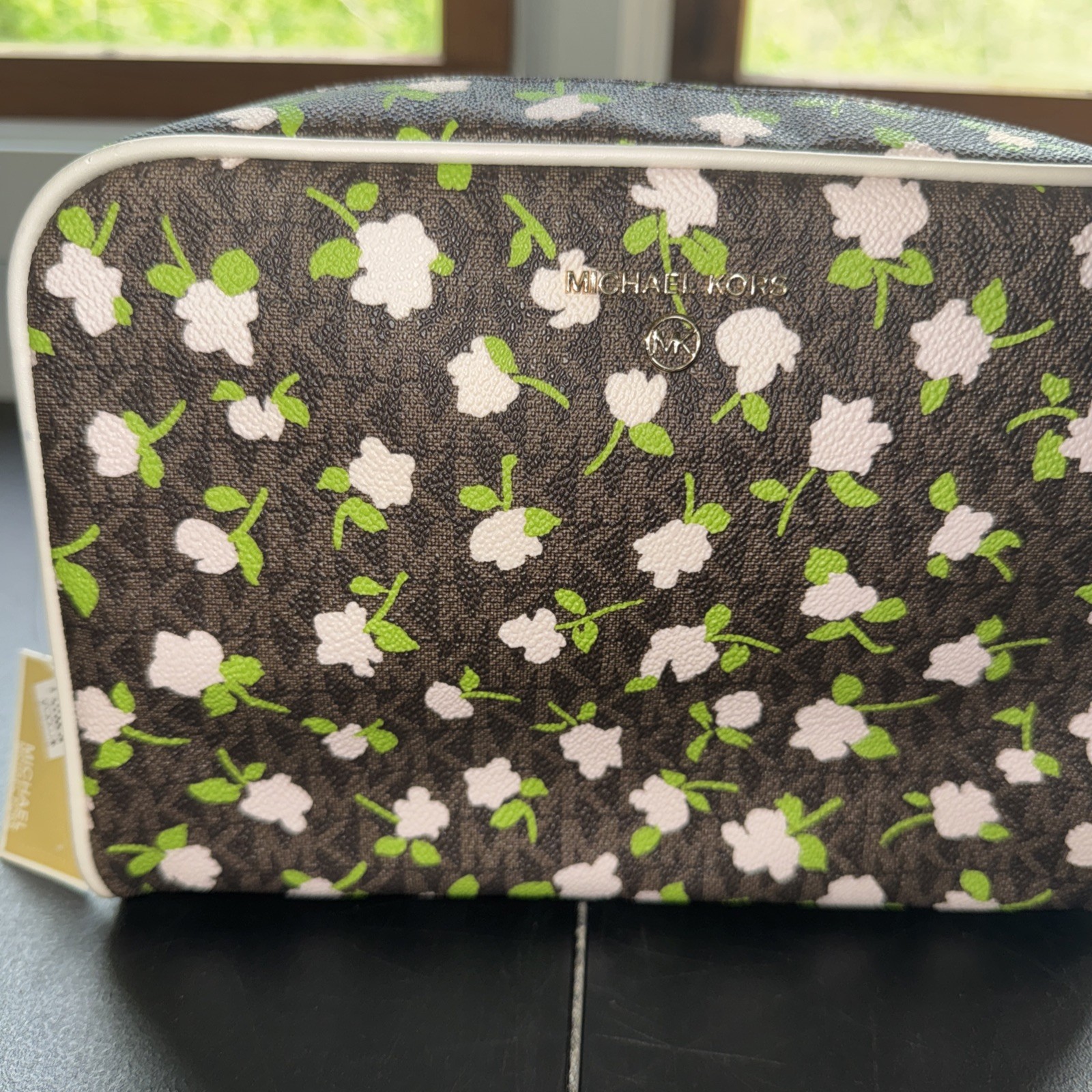 Michael Kors Jet Set Charm Large Zip Travel Cosmetic Case Makeup Bag Floral NWT
