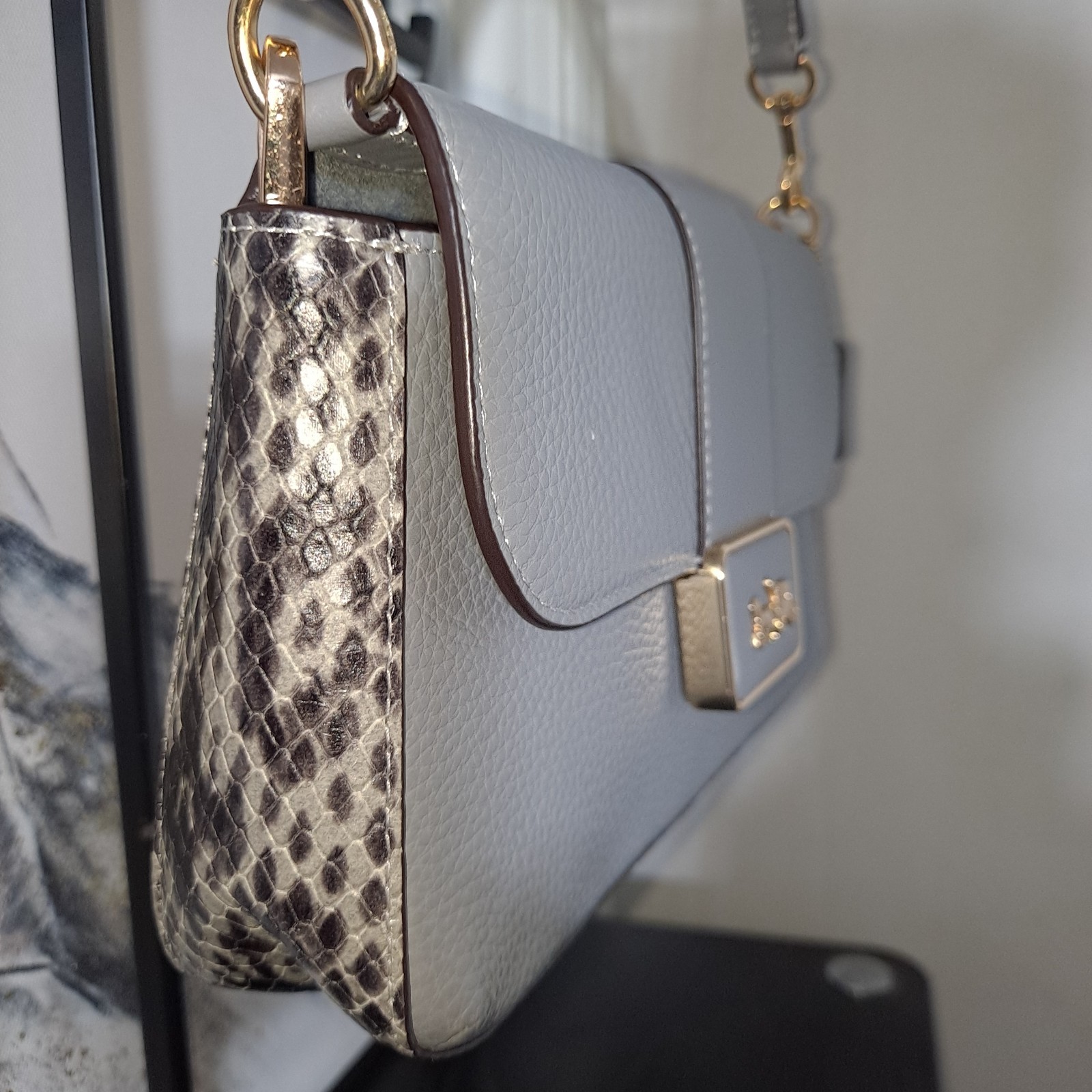 Authentic COACH Gray Mini Grace Crossbody Bag 12.5cm Leather Leather Accessories