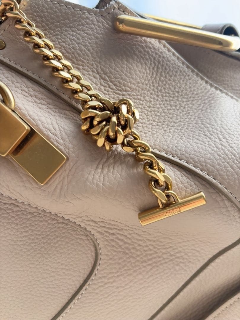 Chloe Haley 2way Leather Handbag Shoulder Bag Leather beige Color Used Rare