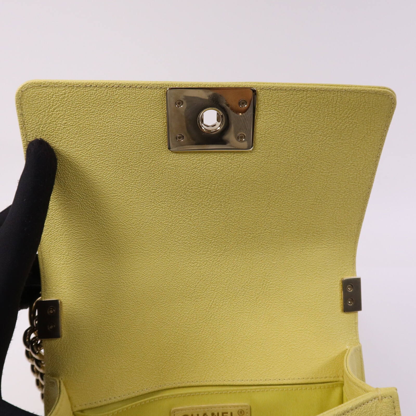 CHANEL CC GHW Boy 20 Chain Shoulder bag A67085 Calfskin Leather Yellow