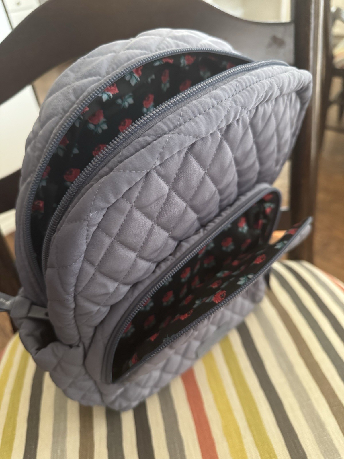 NWT Vera Bradley, CARBON GRAY, Essential Compact 12 in Backpack, Ultralight $135