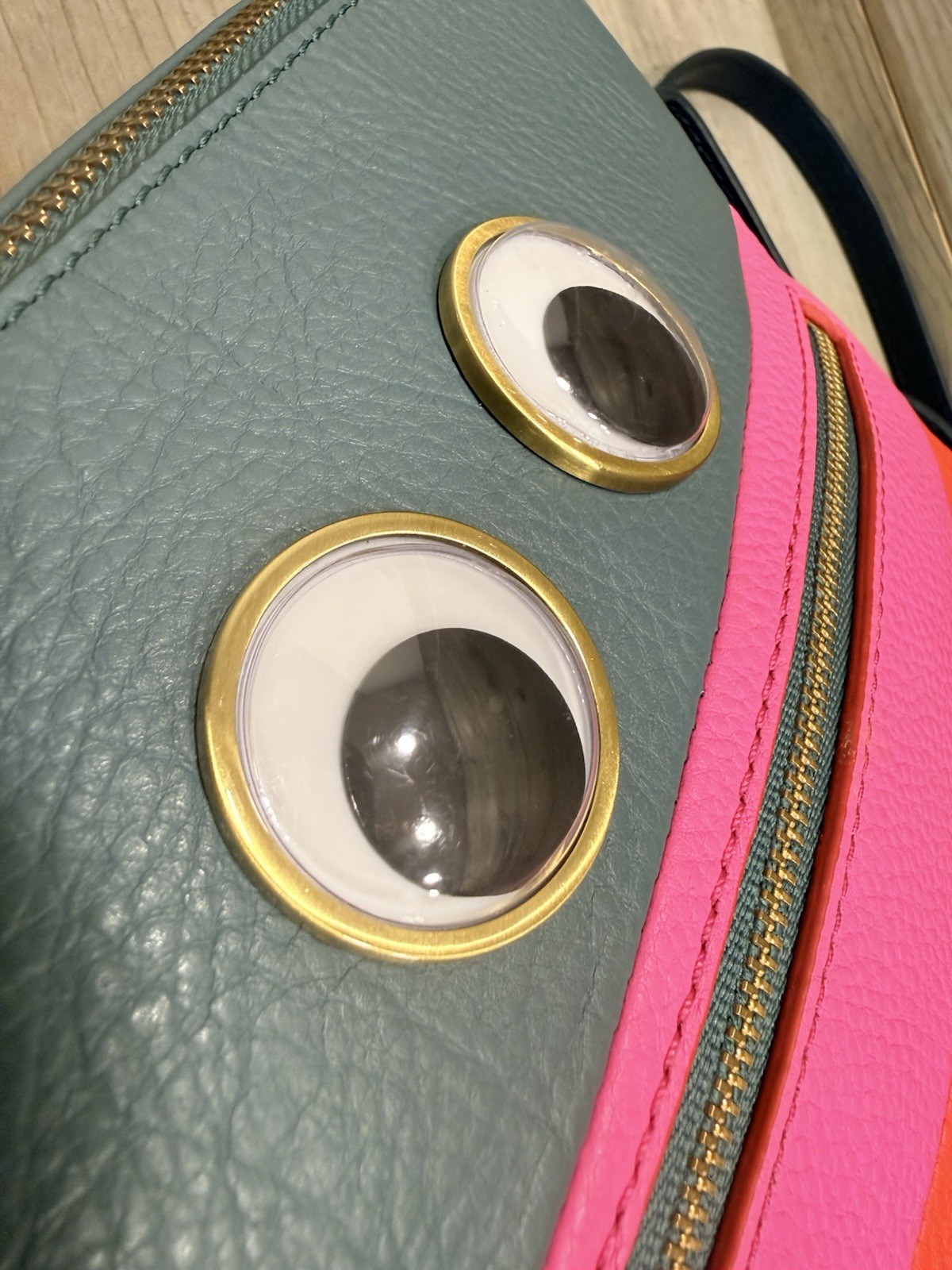 Fossil Piper Bot Toaster Googly Eye Bag Teal Pink Coral Crossbody