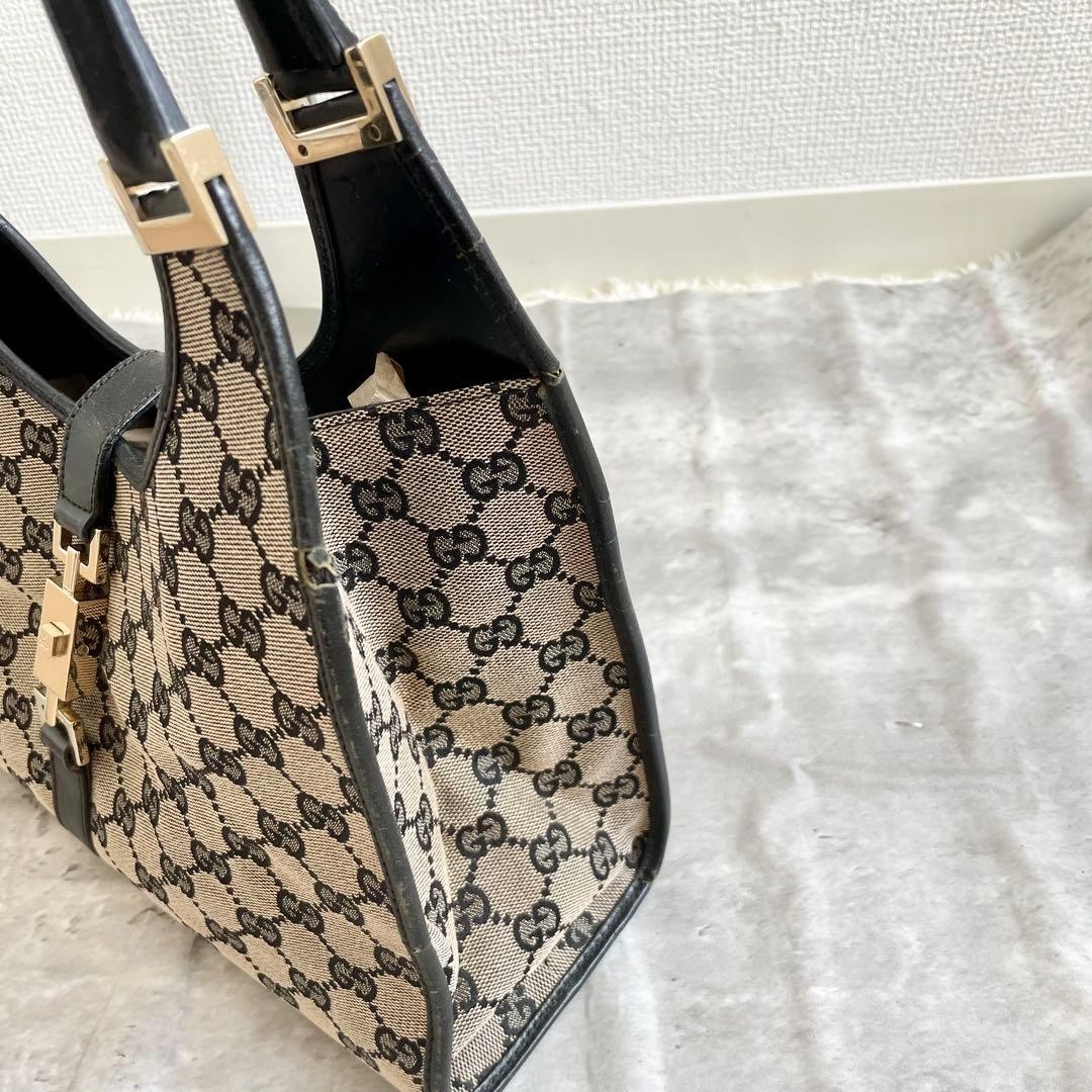 GUCCI Jackie Handbag Canvas GG Pattern Black