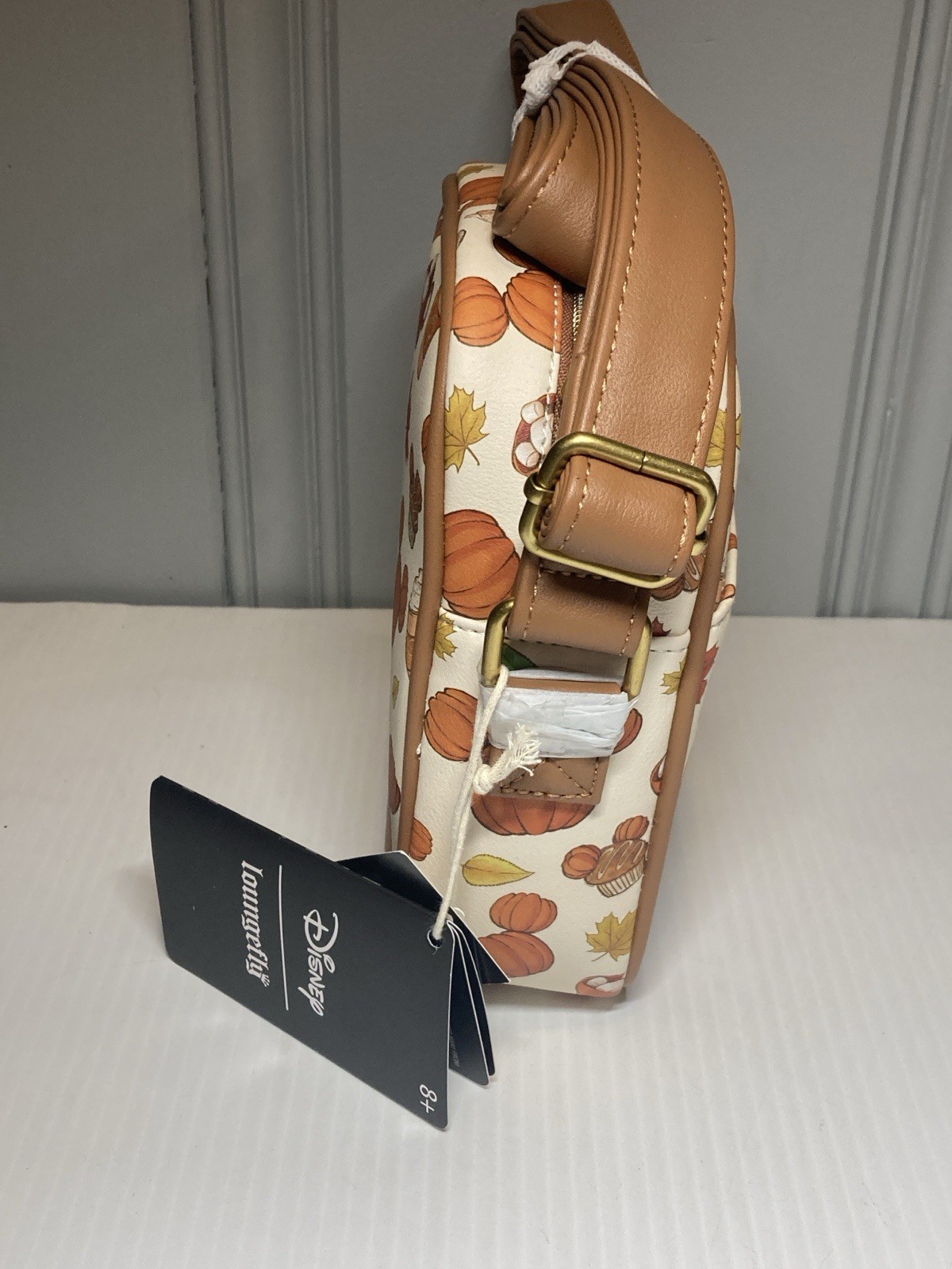 Loungefly Disney Mickey Mouse Fall Treats Themed Pumpkin Coffee Crossbody Bag