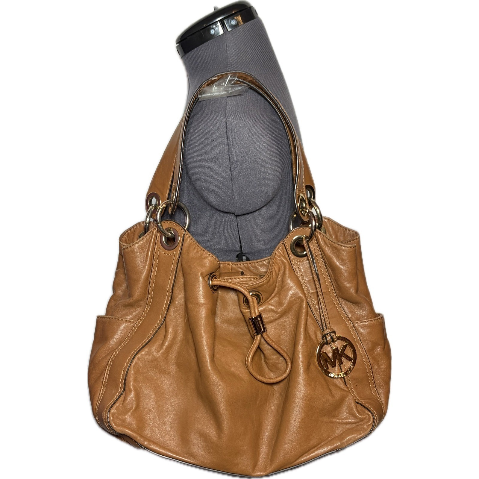 Michael Kors Ludlow Brown Leather Hobo Shoulder Bag Slouchy Tote Handbag