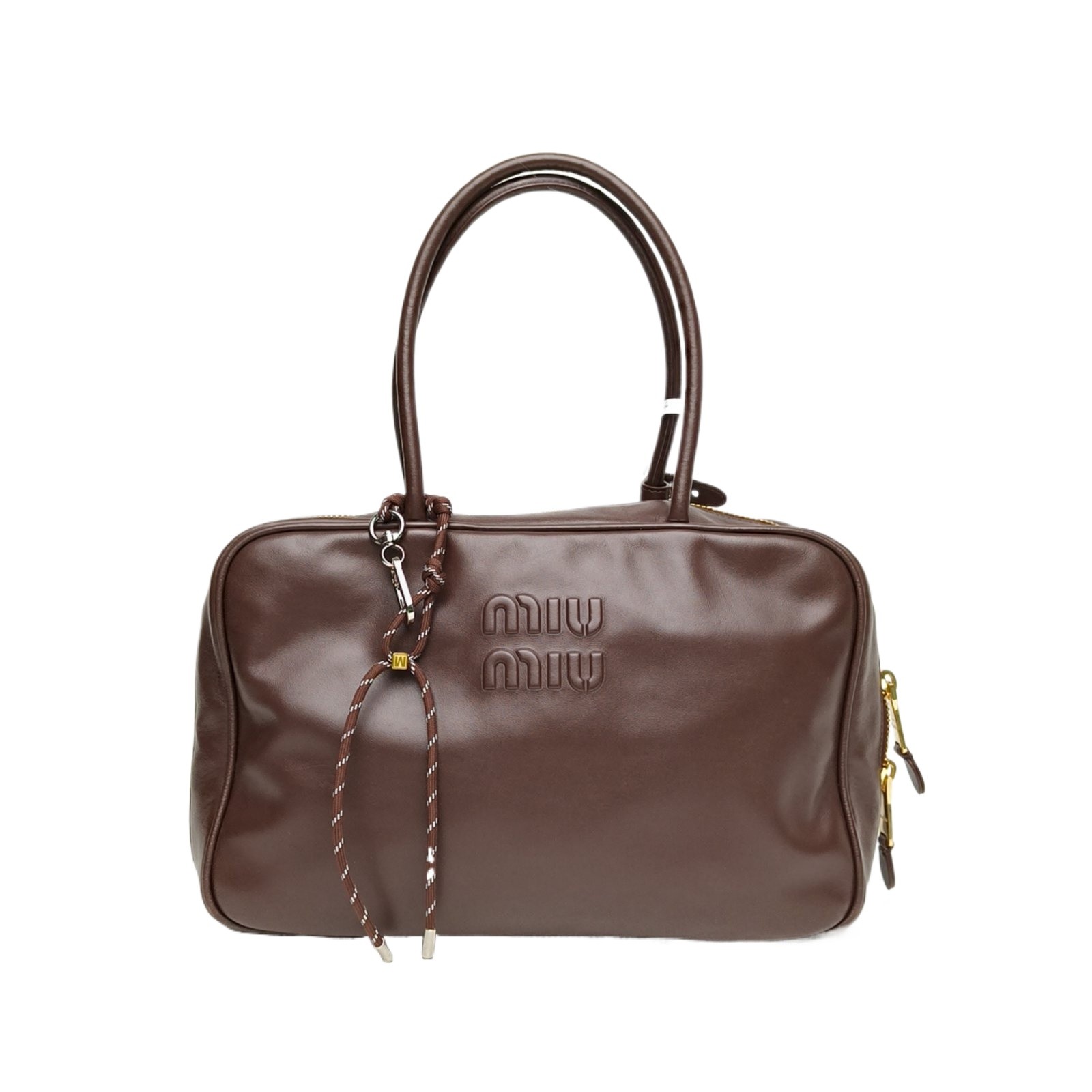 MIUMIU Beau Briefcase Handbag Large 34cm Heather Calfskin Shoulder Bag