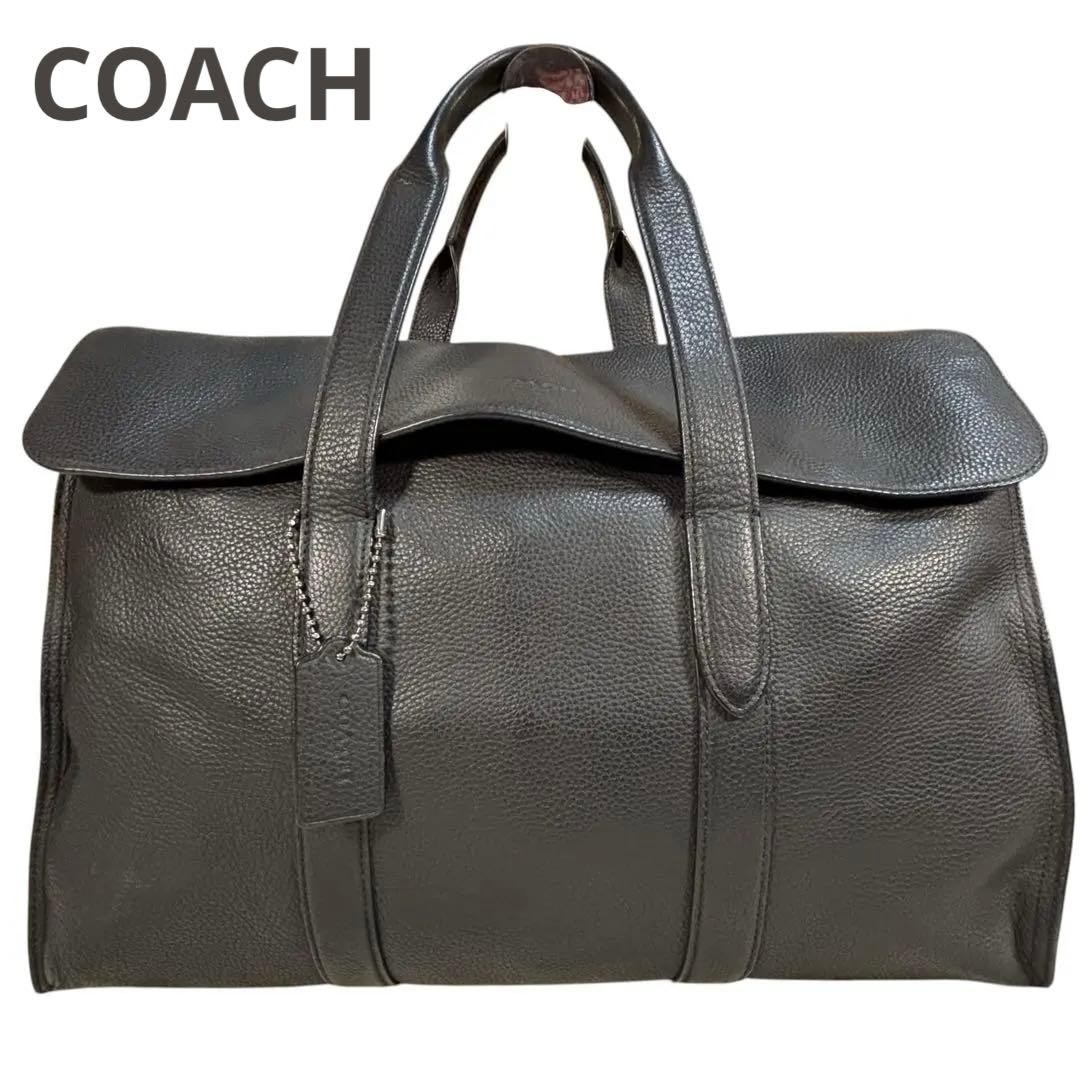 COACH Leather 2way Business Bag Dark Gray