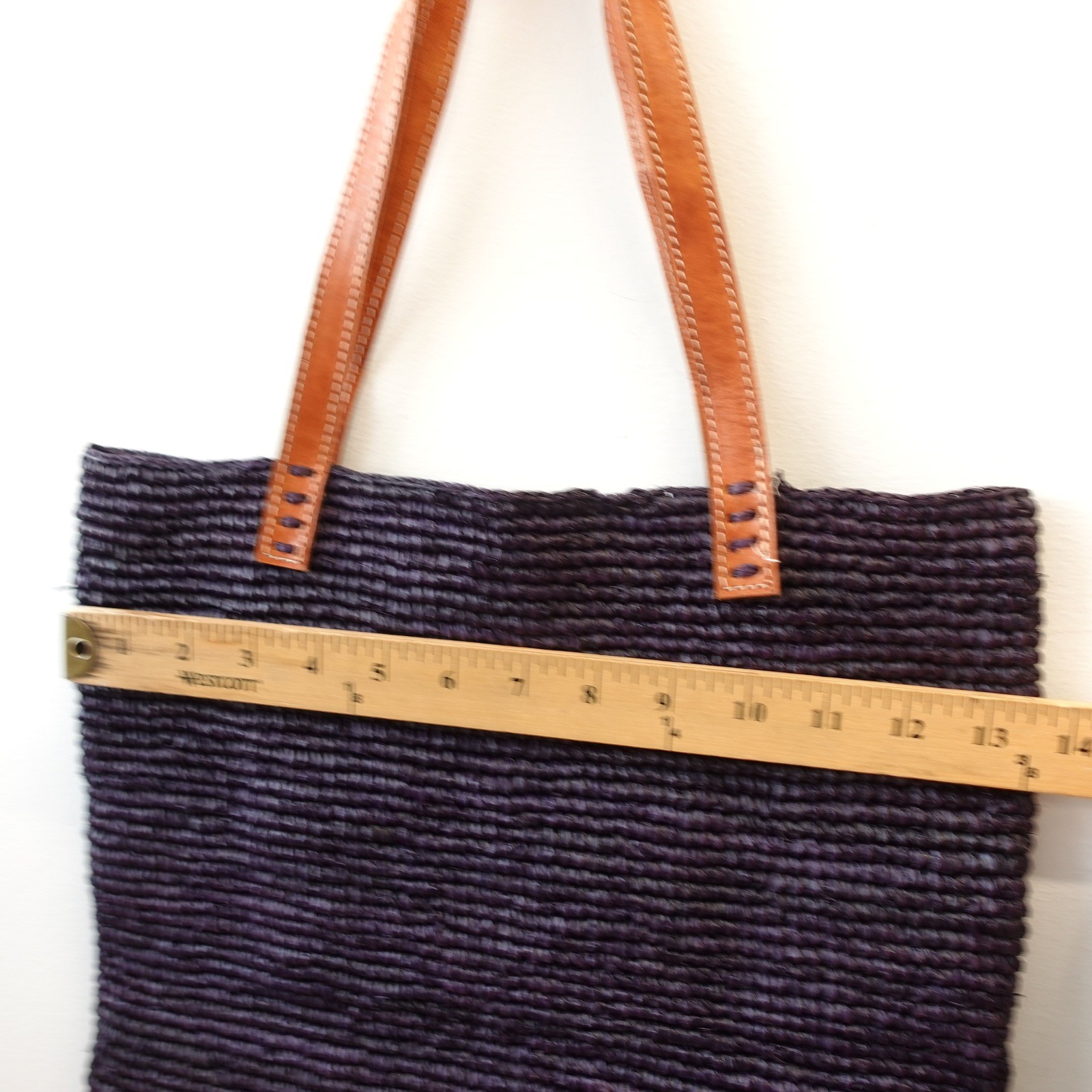 Mar Y Sol Raffia Shoulder Tote Bag Navy Indigo Straw Woven Shopper Beach Boho