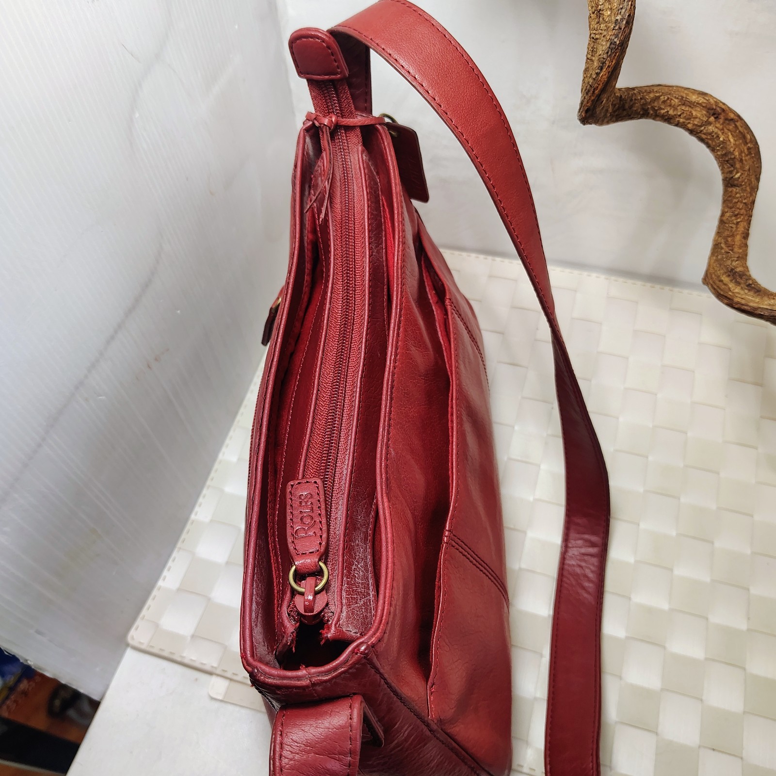 Rolf’s Red Genuine Soft Leather Shoulder Purse. Vintage