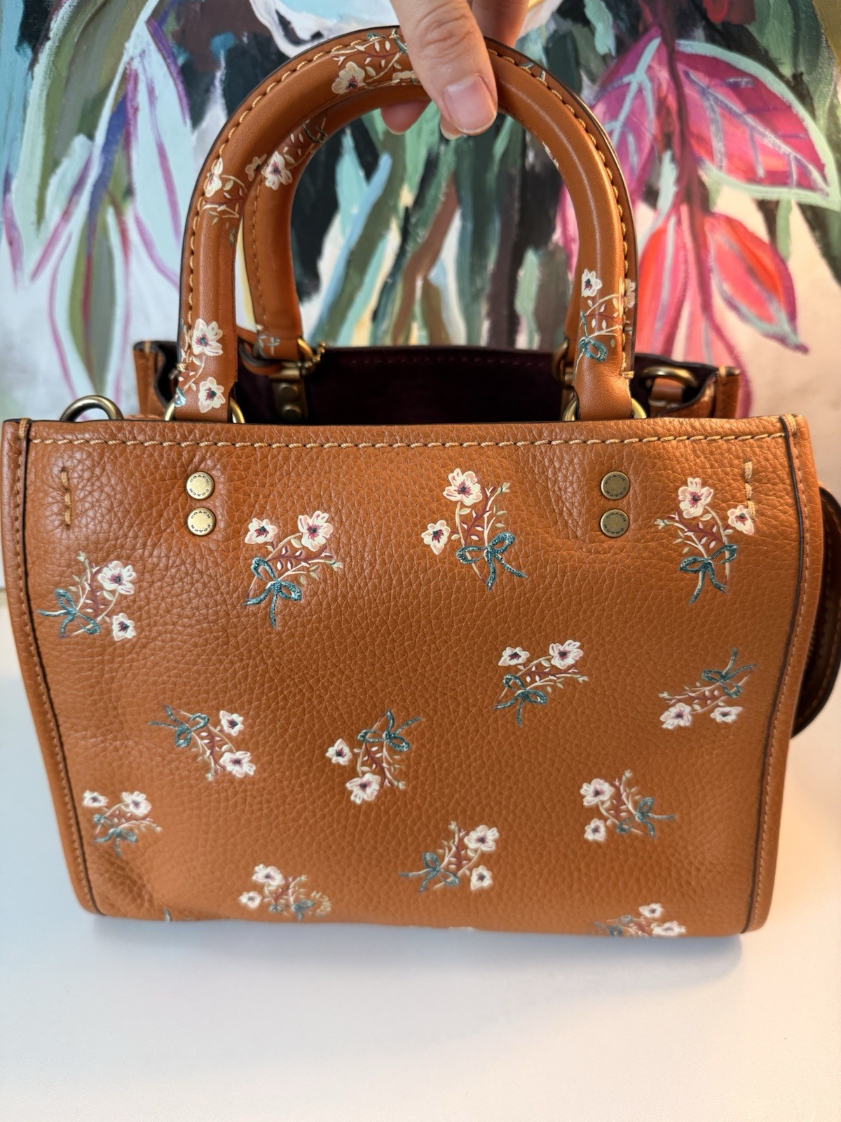 💯 Authentic RARE COACH Rogue 25 Floral Leather Tote Bag