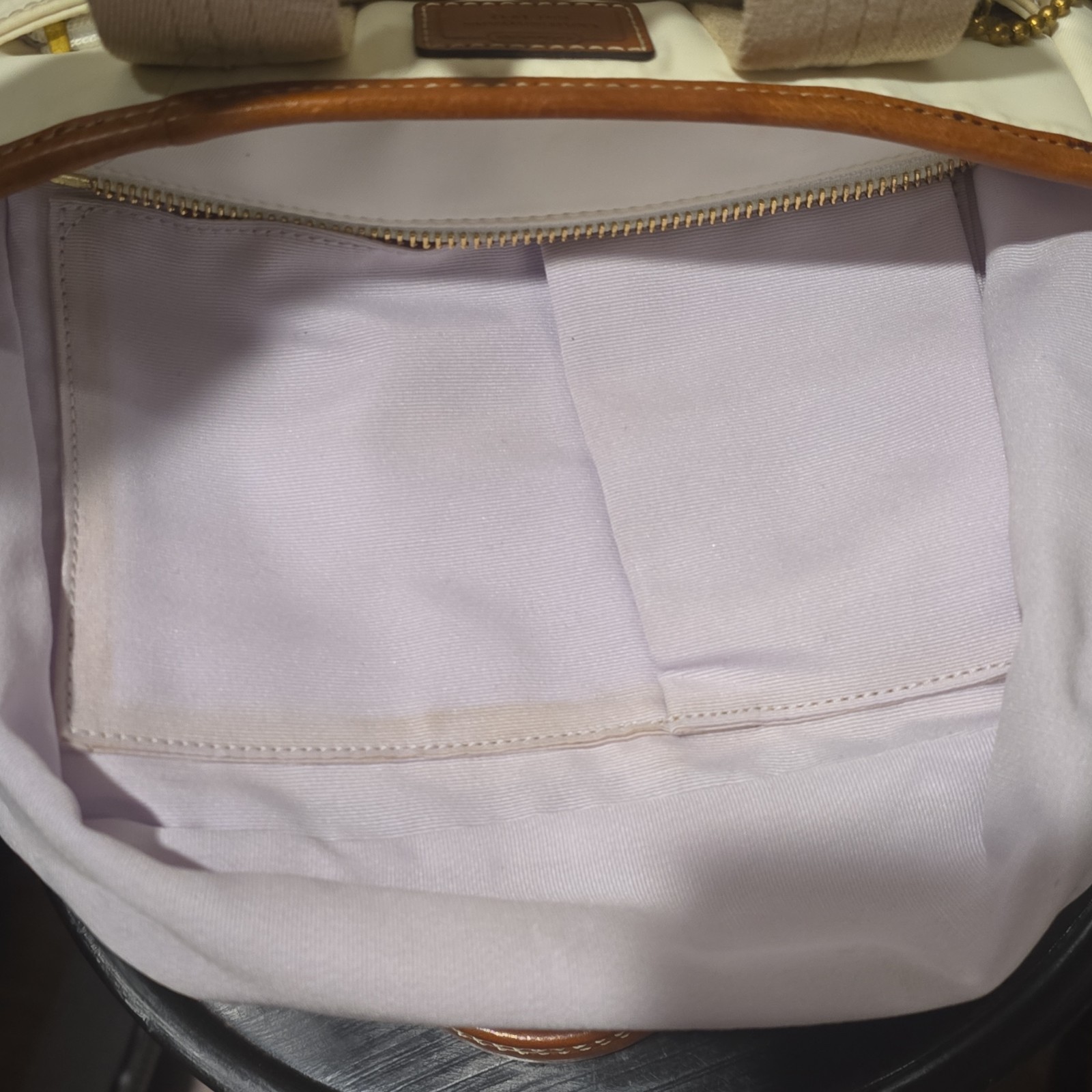 Vintage Coach Hampton Nylon Mini Tote F10694 Ivory White Lilac Purple 2006 Y2k