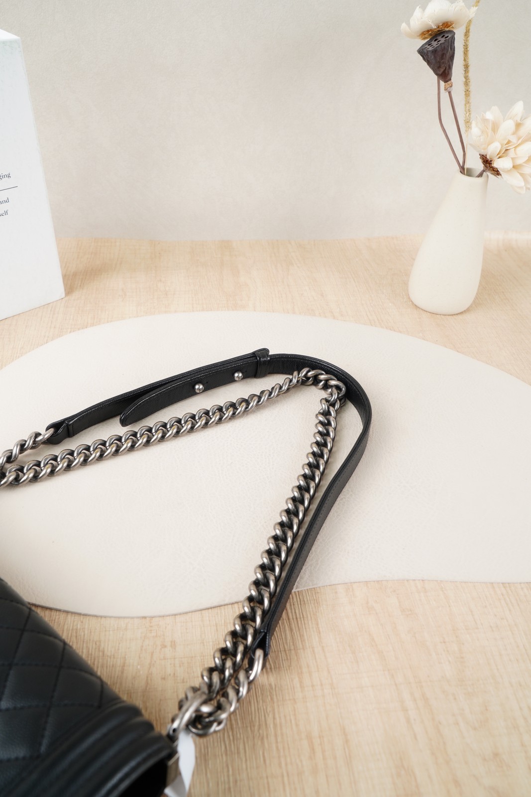 Chanel Le Boy Medium Quilted Caviar Flap Bag in Black with Ruthenium Hardware