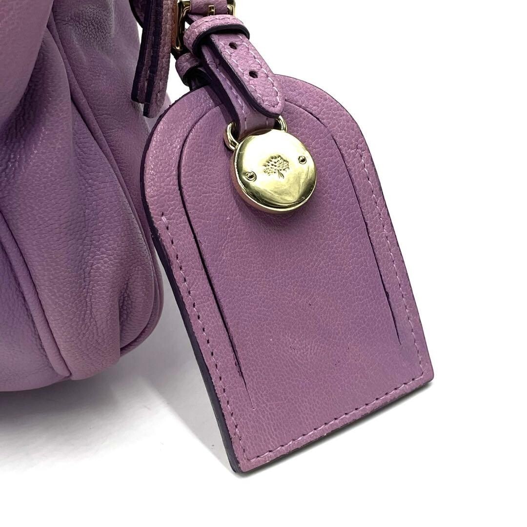 MULBERRY Handbag Mini Boston Bag Leather Purple Vintage From Japan