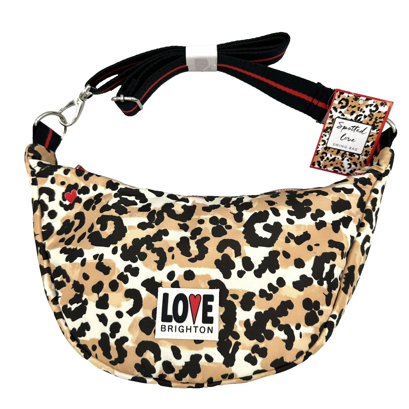 Brighton Spotted Love Swing Bag Womens Medium Brown Leopard Print Crossbody