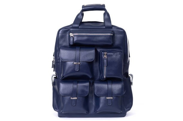 Leather Laptop Backpack for Men, Multi-Pocket Travel Rucksack, Business Work Bag