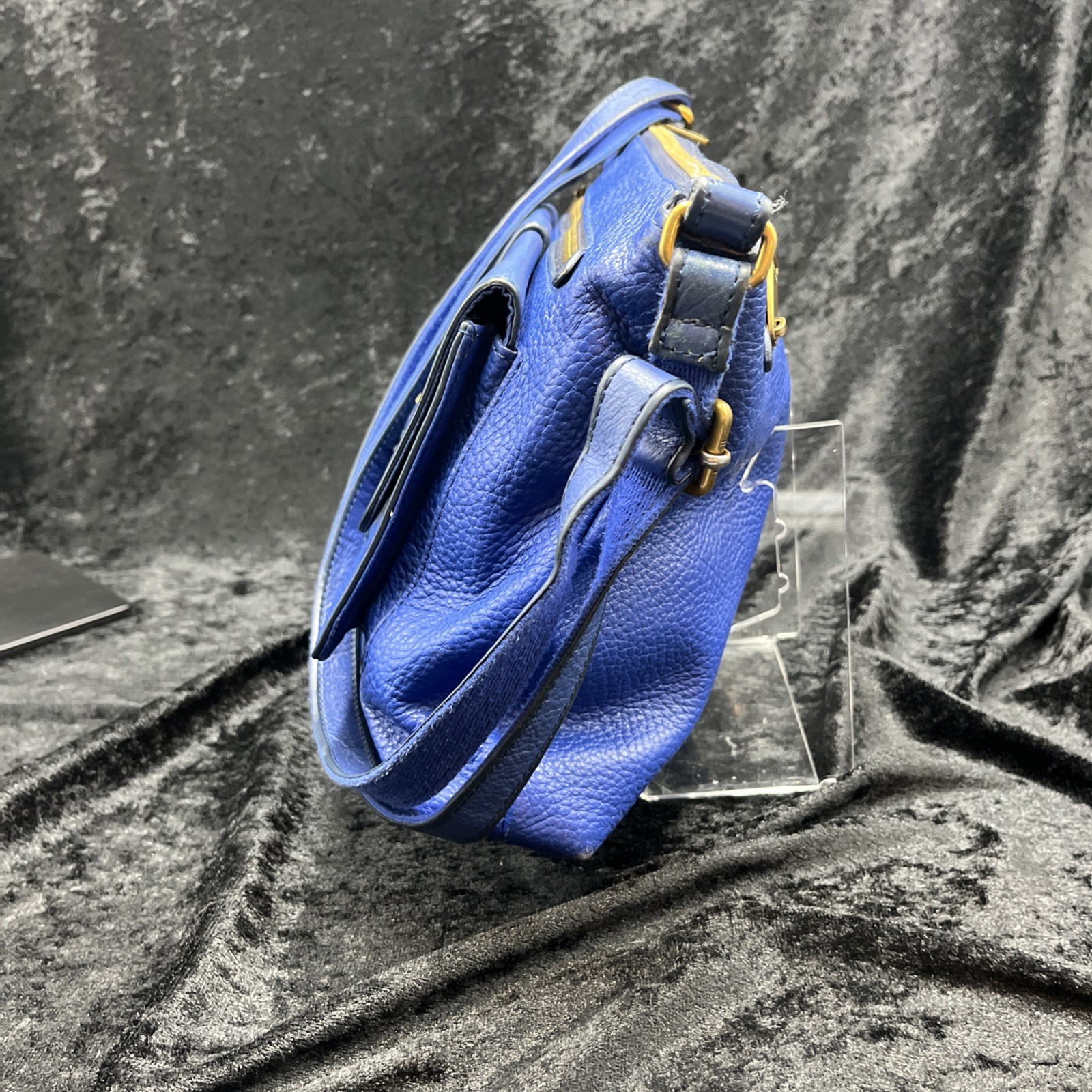 Fossil Genuine Leather Royal Blue Crossbody Shoulder Bag Purse Kinley