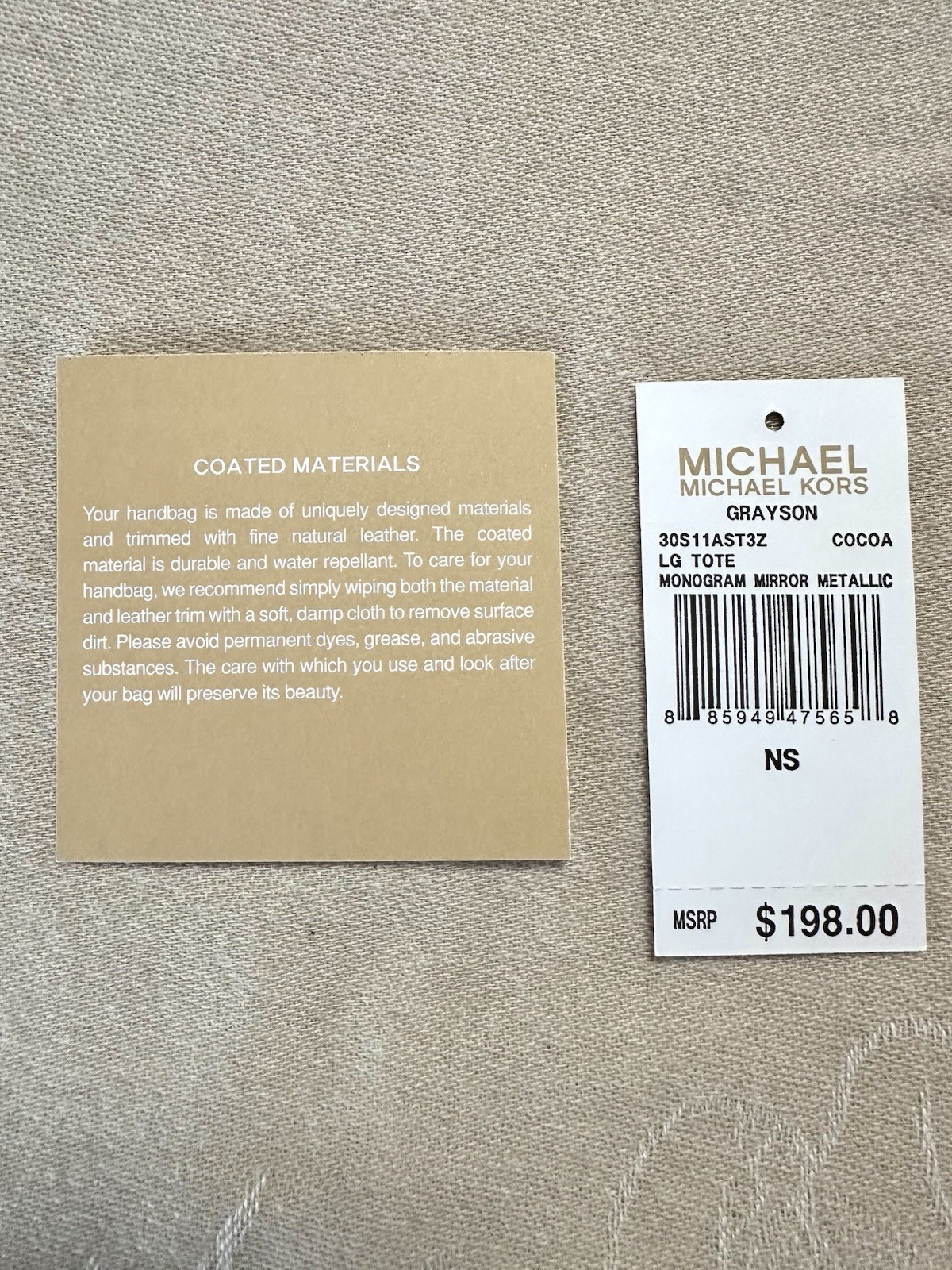 Michael Kors Grayson Large Tote Cocoa Mirror Metallic Monogram Patent Bag