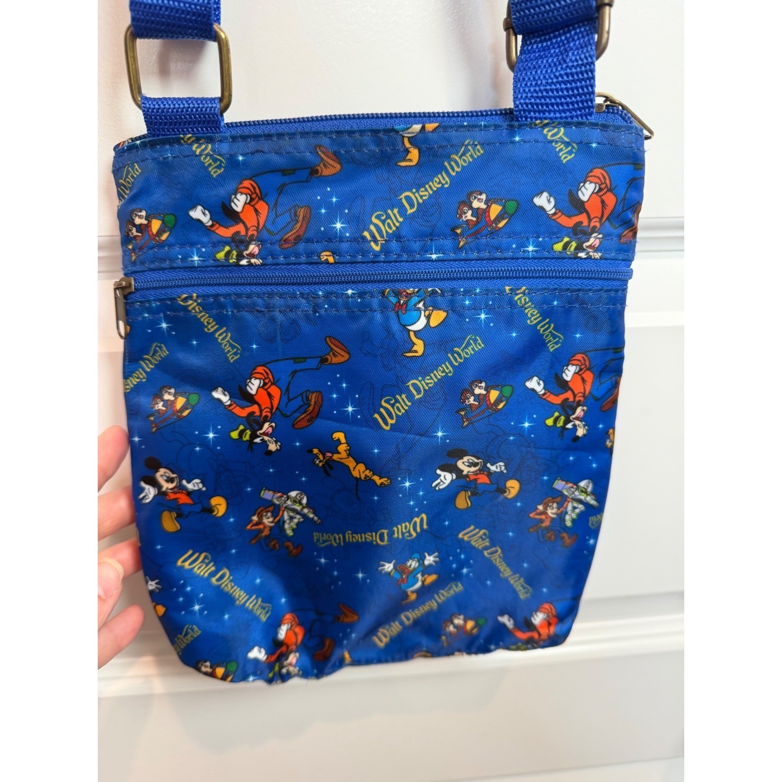 Disney Parks Walt Disney World Blue Character Print Crossbody Bag Nylon
